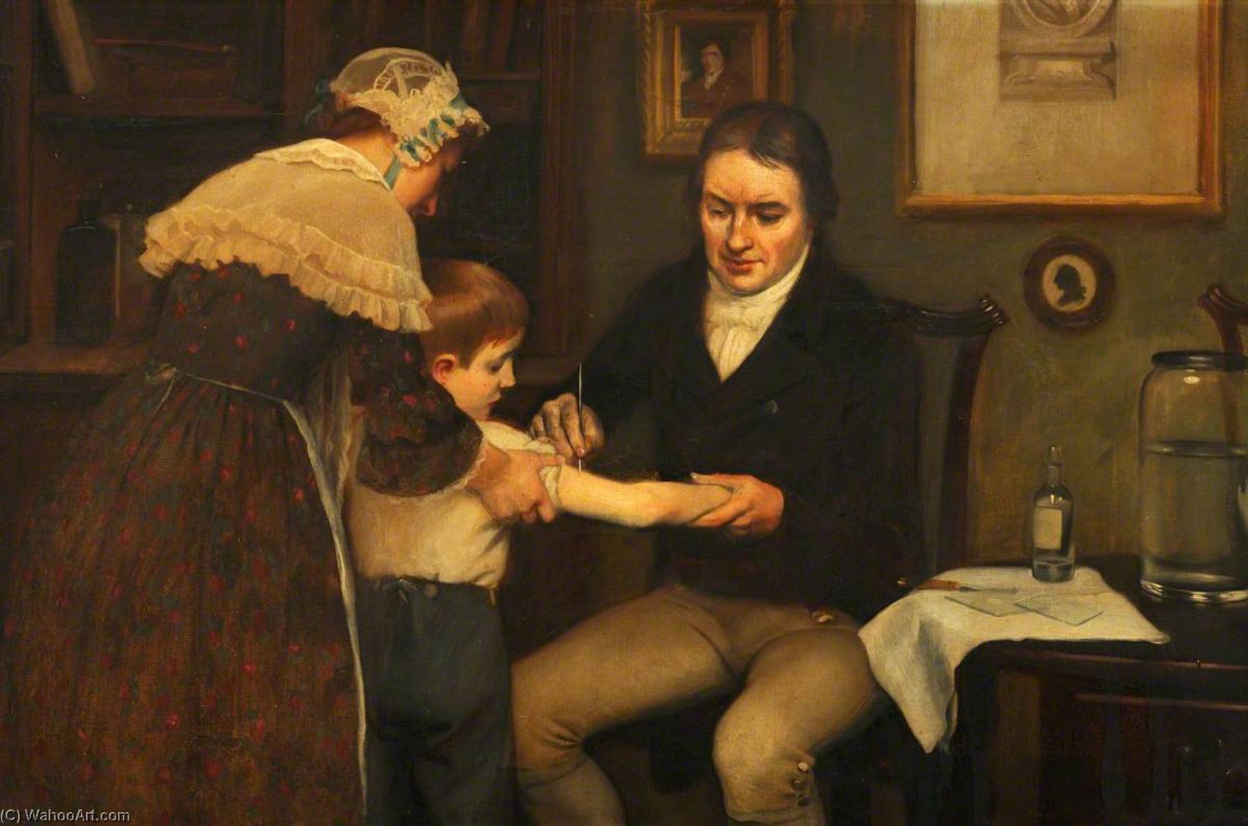 Wikioo.org - The Encyclopedia of Fine Arts - Painting, Artwork by Ernest Board - Vaccination Dr Jenner Performing His First Vaccination, 1796