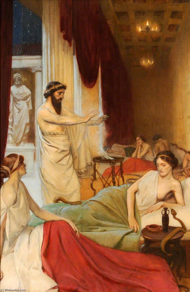 Wikioo.org - The Encyclopedia of Fine Arts - Painting, Artwork by Ernest Board - Patients Sleeping in the Temple of Aesculapius at Epidaurus