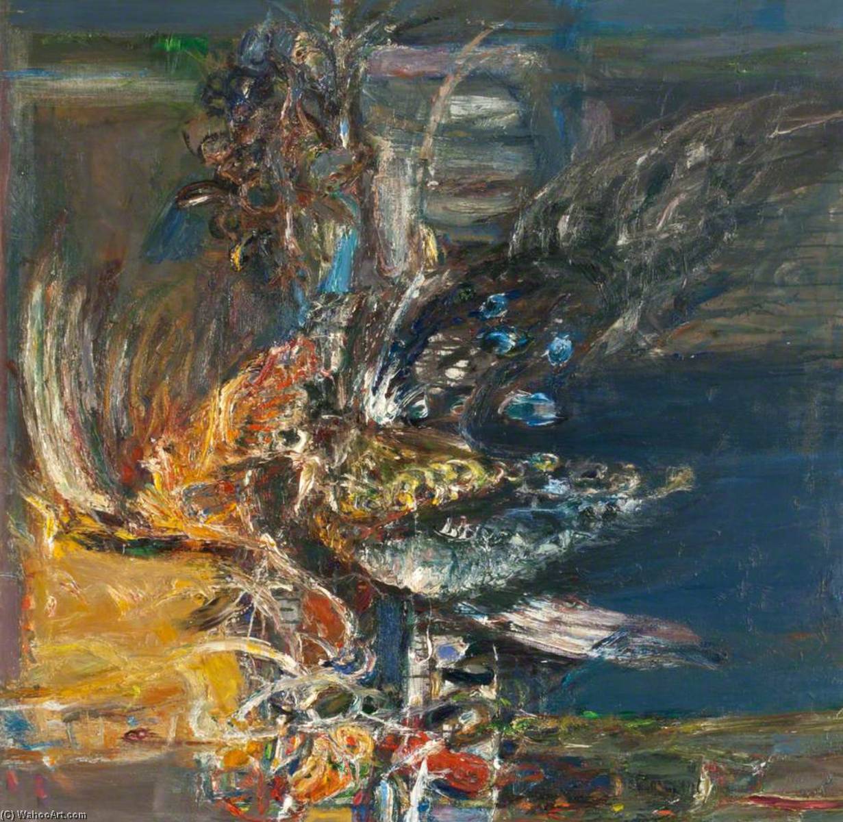 Wikioo.org - The Encyclopedia of Fine Arts - Painting, Artwork by Robin Philipson - Dead Peacock