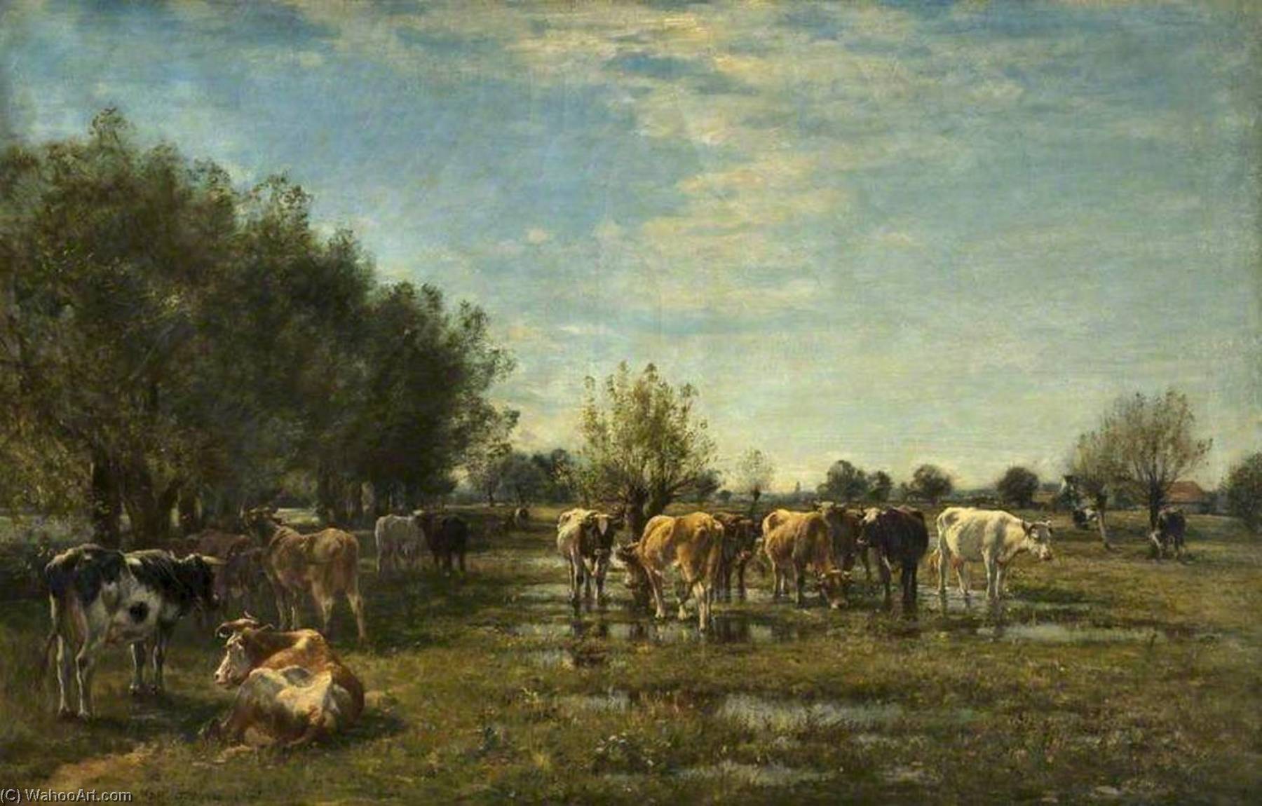 Wikioo.org - The Encyclopedia of Fine Arts - Painting, Artwork by William Mark Fisher - Fen Meadows with Cattle