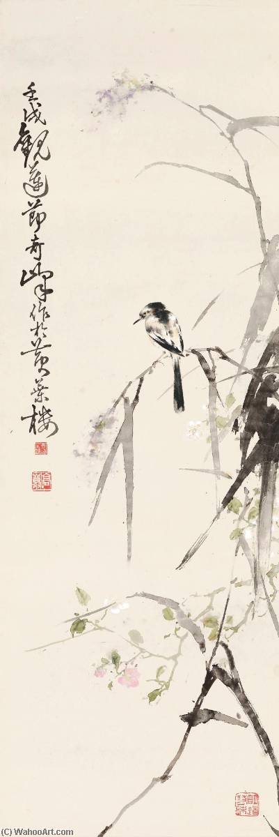 WikiOO.org – 美術百科全書 - 繪畫，作品 Gao Qifeng - 栖息 通过  的  芦苇