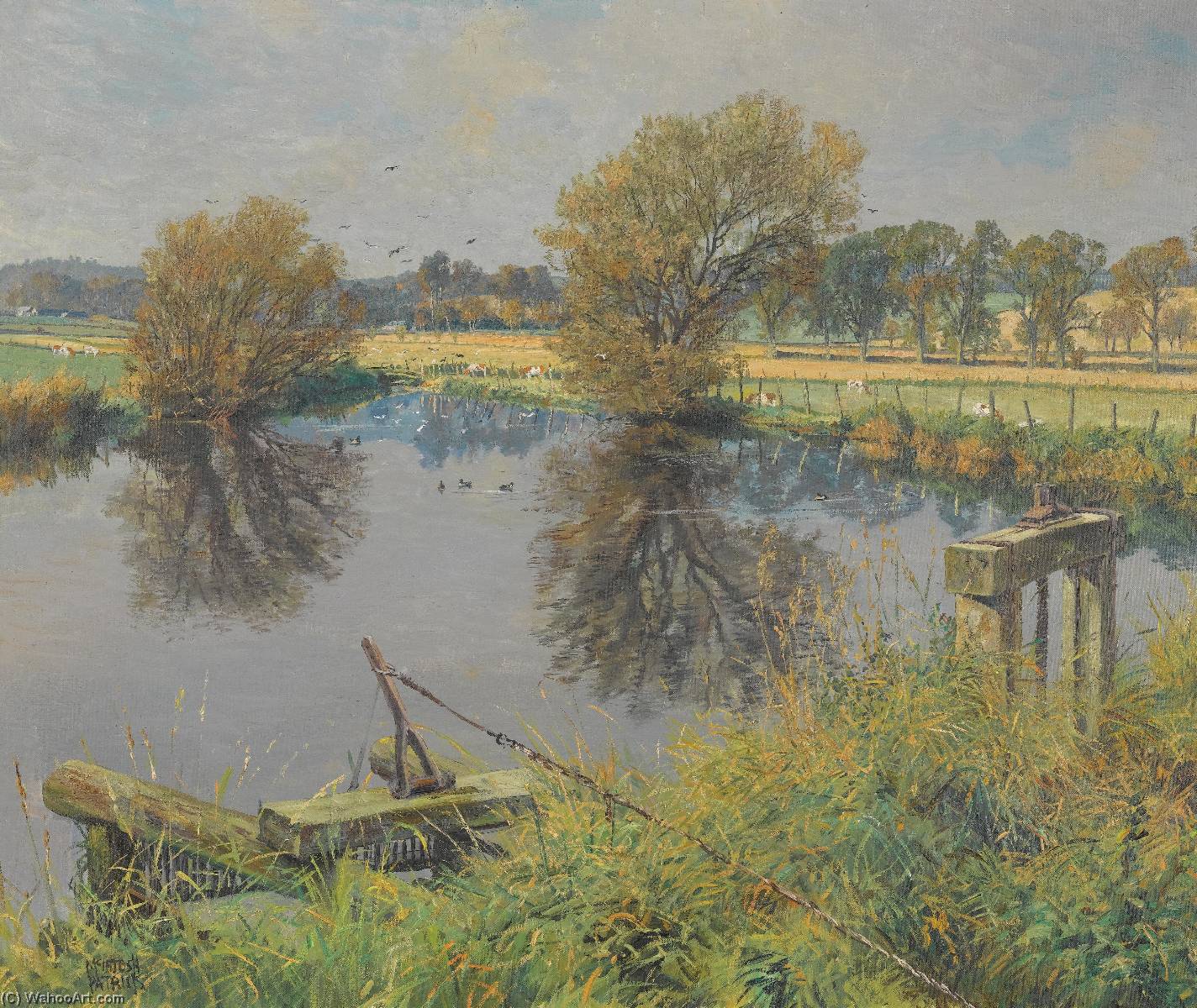 Wikioo.org - The Encyclopedia of Fine Arts - Painting, Artwork by James Mcintosh Patrick - The Mill Stream, Benvie, Angus
