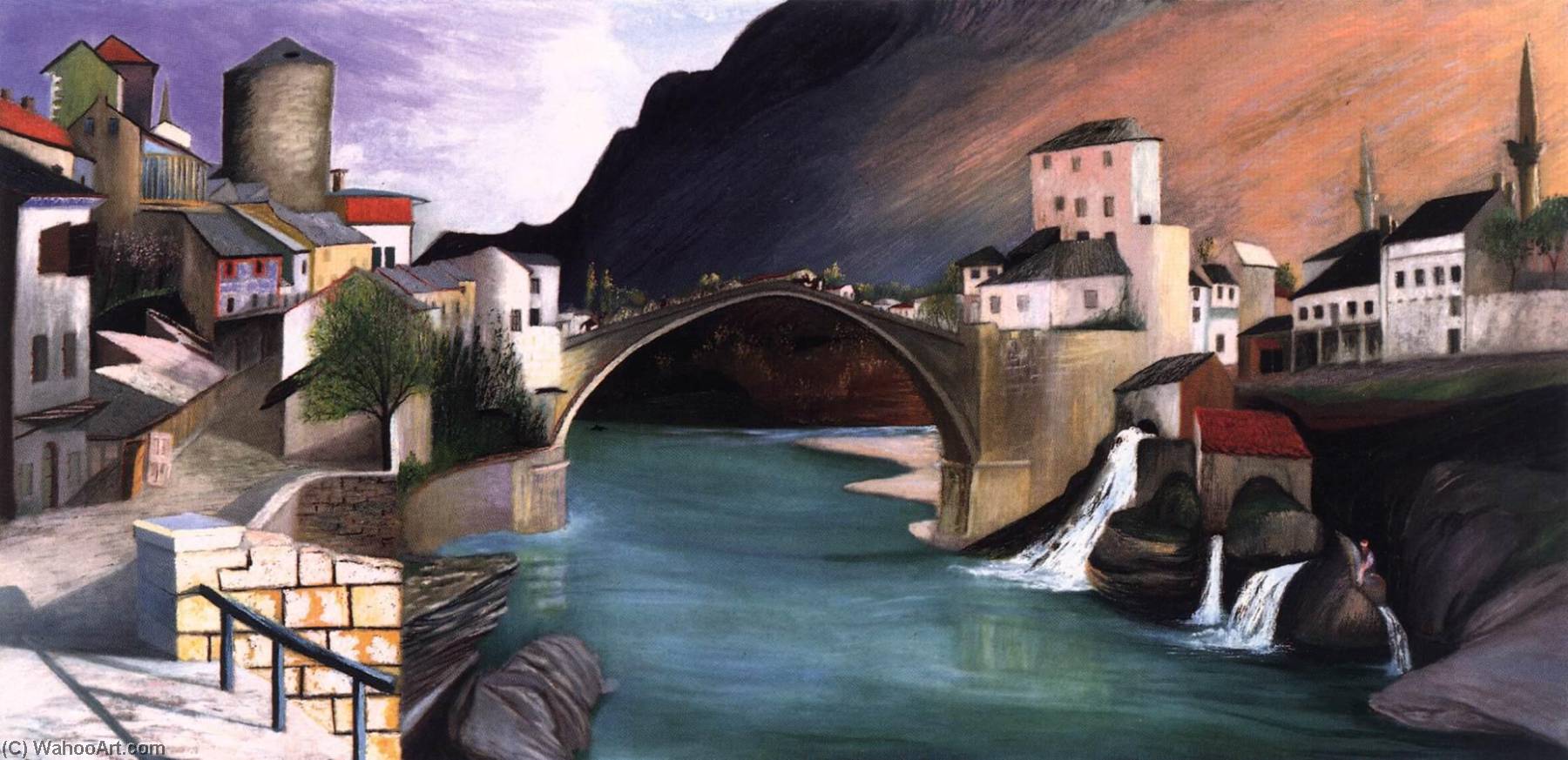 WikiOO.org - 百科事典 - 絵画、アートワーク Tivadar Kosztka Csontváry - ローマン 橋  で  モスタル