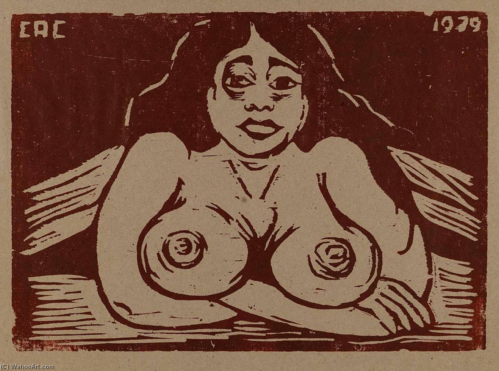 WikiOO.org - Encyclopedia of Fine Arts - Målning, konstverk Carlos A Cortéz - Untitled (half portrait of nude woman)