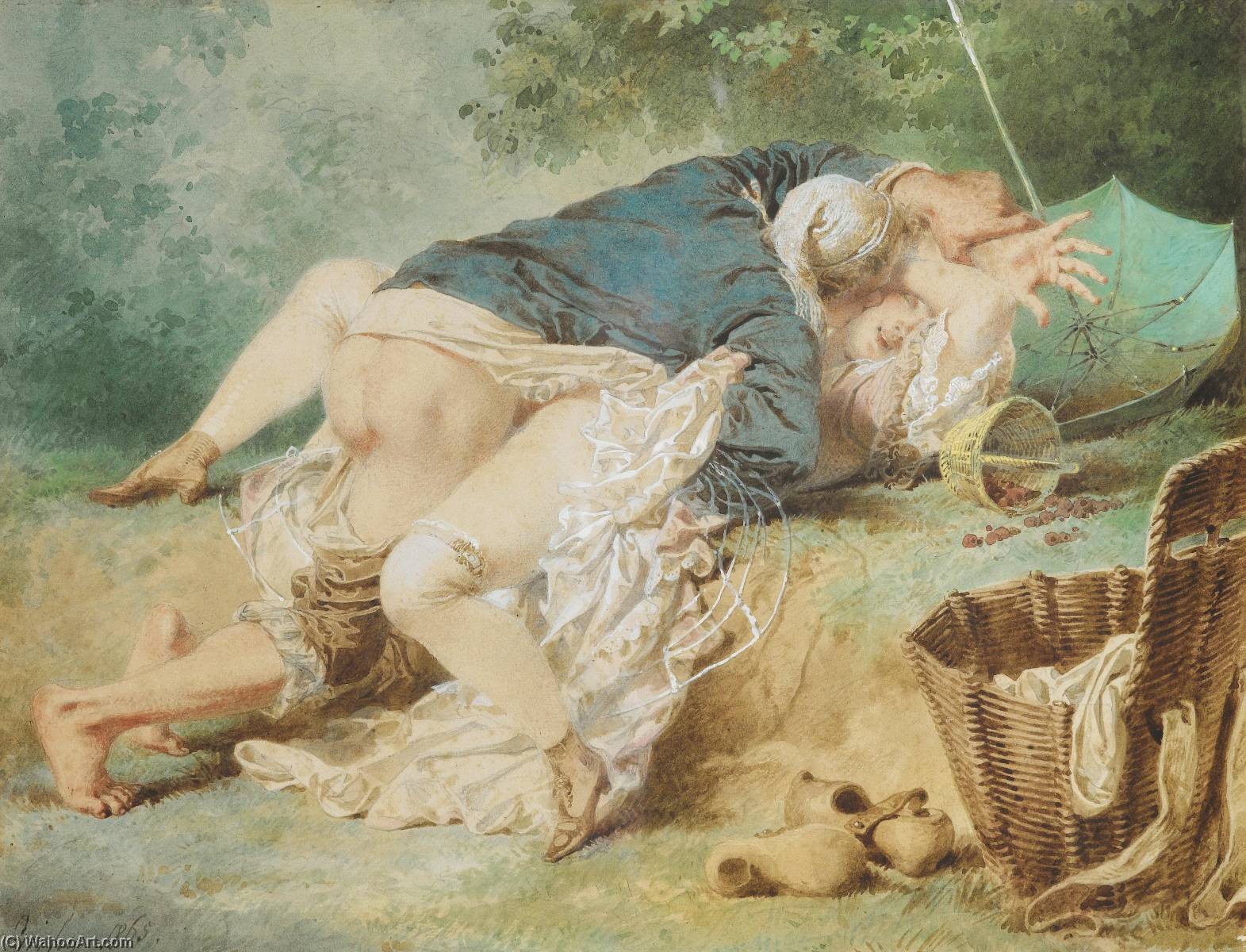 WikiOO.org - Encyclopedia of Fine Arts - Målning, konstverk Mihaly Von Zichy - Lovers in a Park