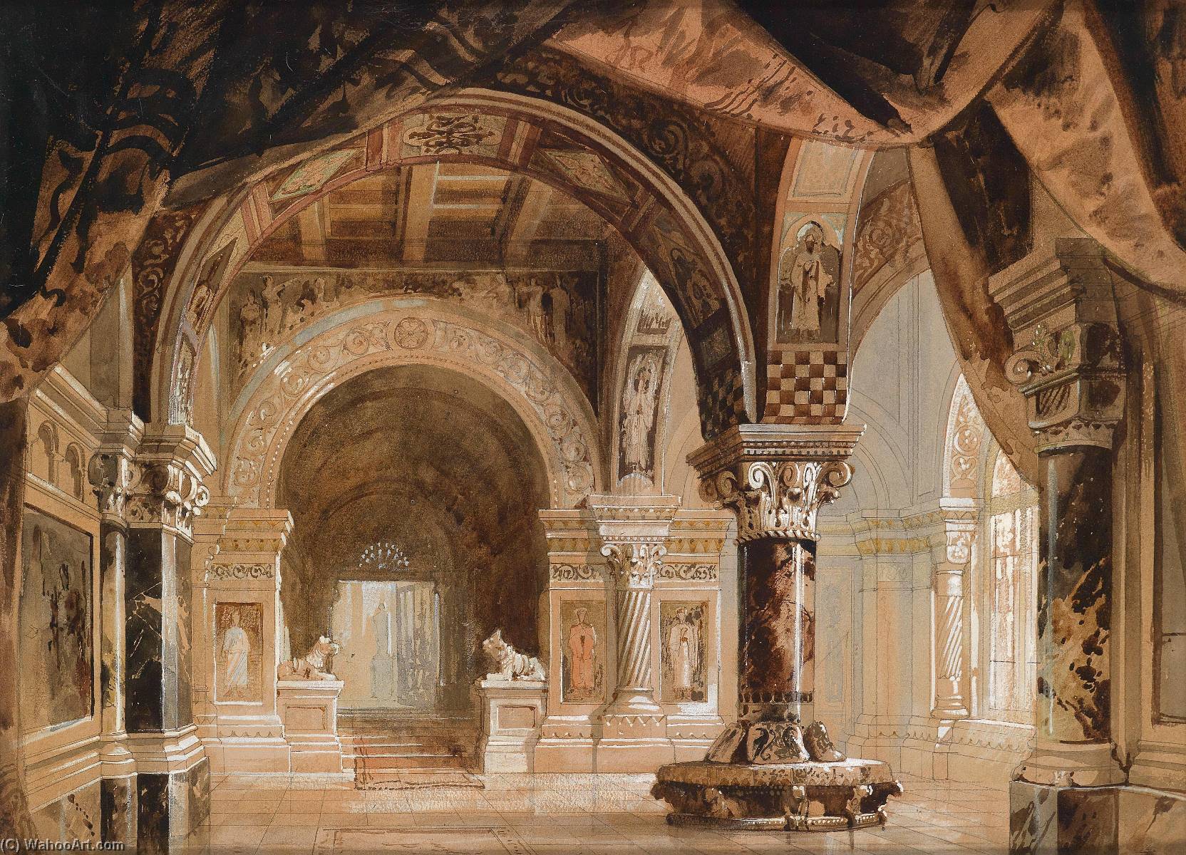 Wikioo.org - The Encyclopedia of Fine Arts - Painting, Artwork by Georg Janny - German Inneres aus dem Dogenpalast