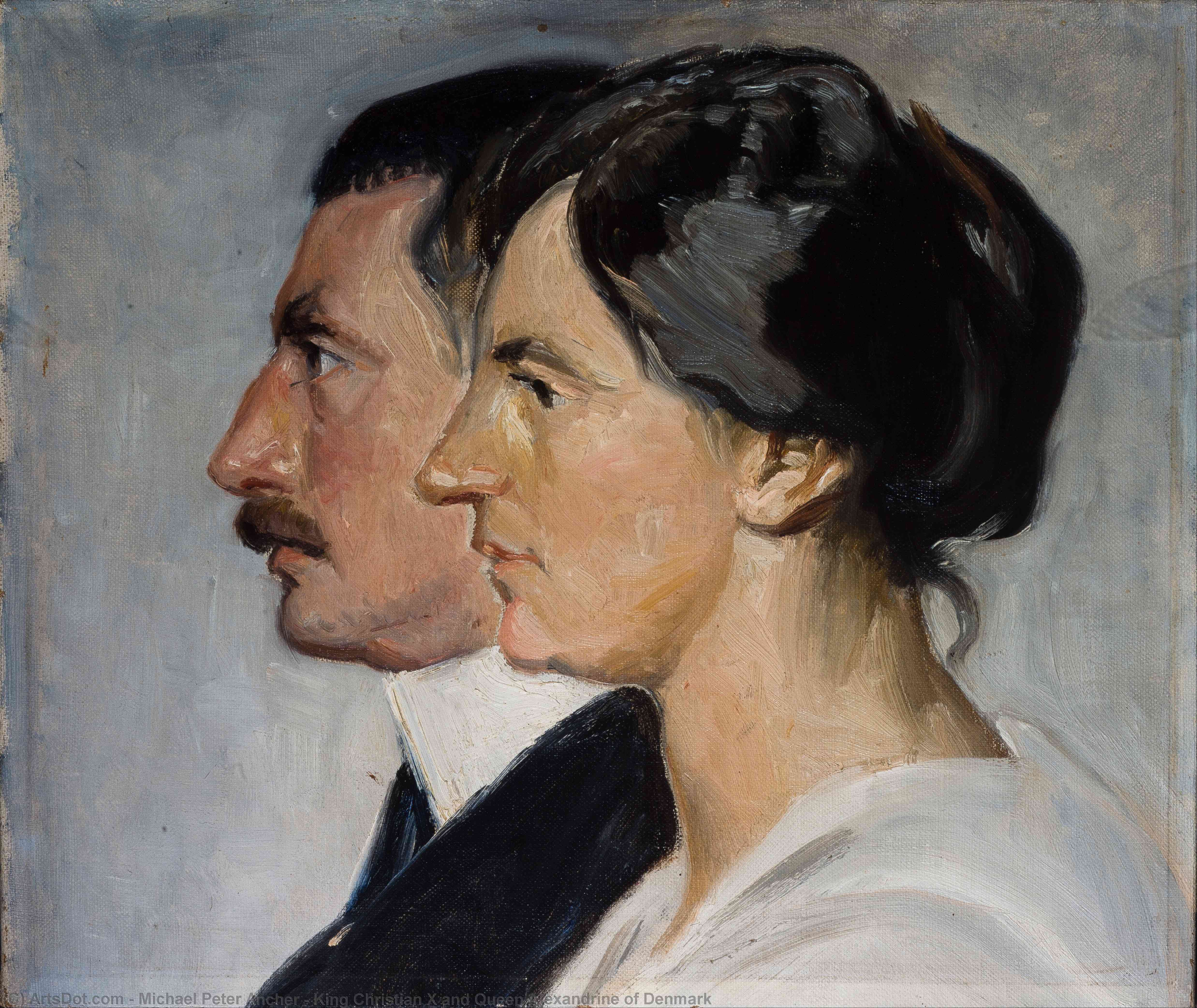 Wikioo.org - The Encyclopedia of Fine Arts - Painting, Artwork by Michael Peter Ancher - King Christian X and Queen Alexandrine of Denmark