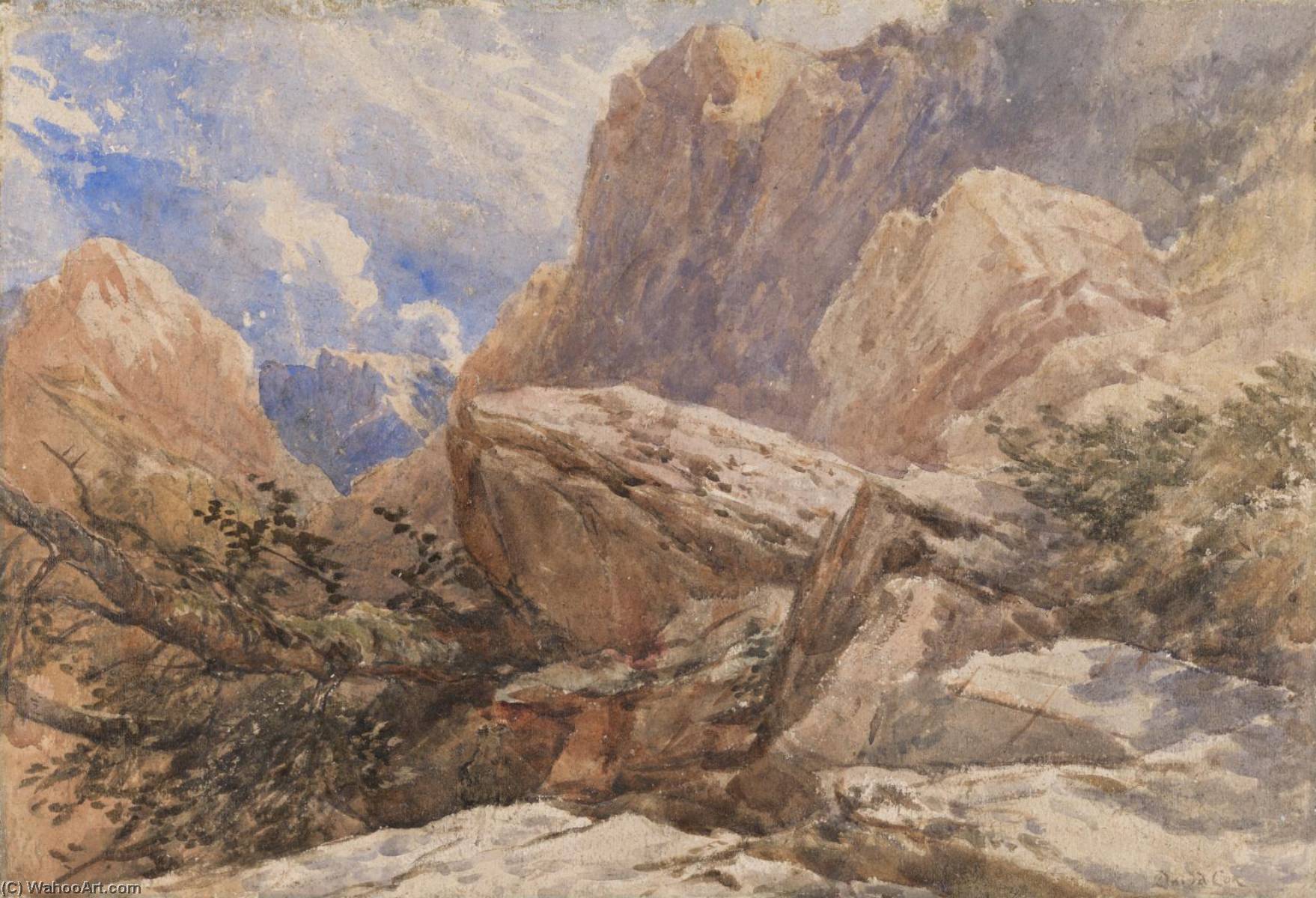 WikiOO.org - Encyclopedia of Fine Arts - Lukisan, Artwork David Cox The Elder - A Mountain Landscape