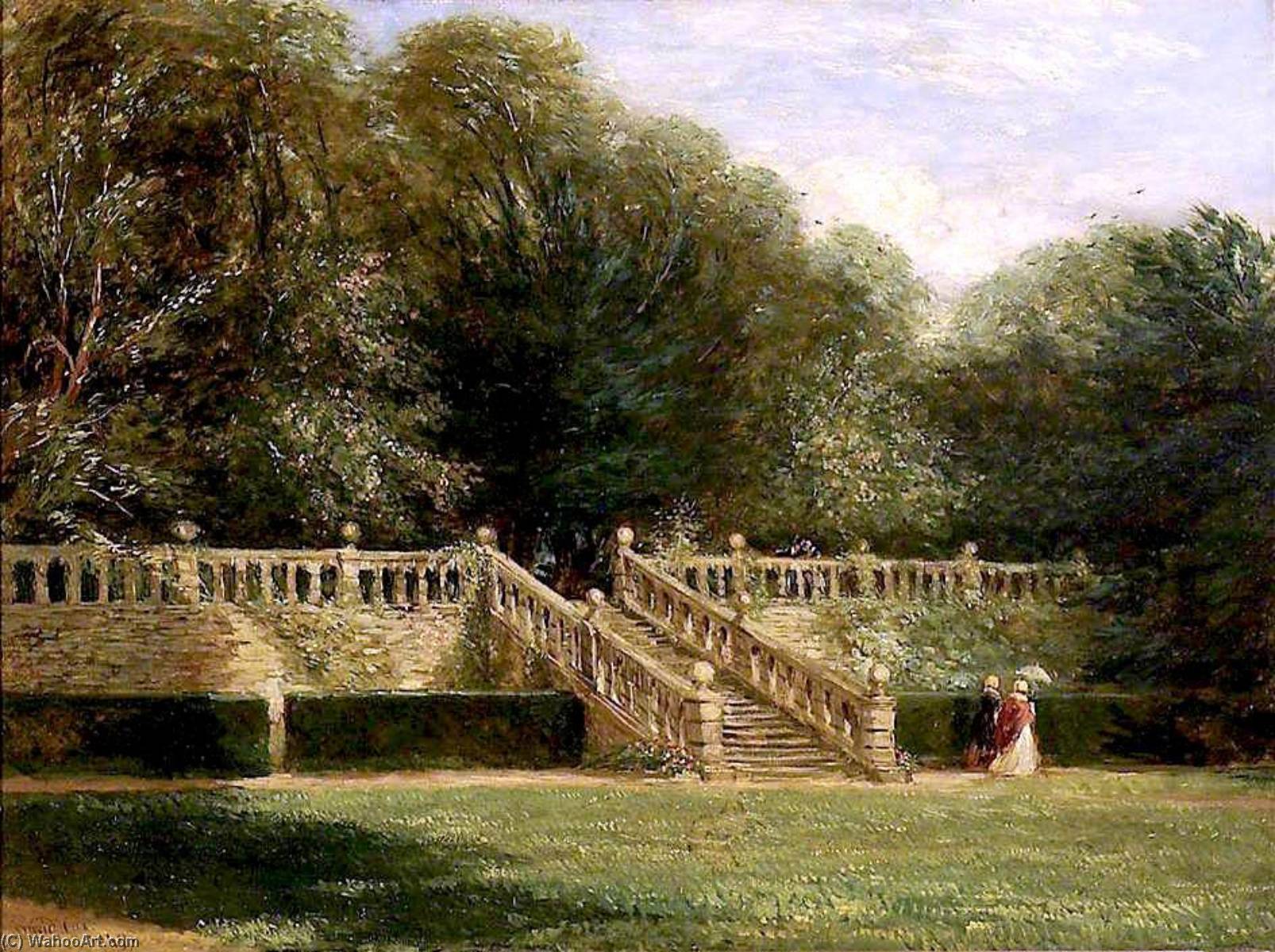 Wikioo.org - The Encyclopedia of Fine Arts - Painting, Artwork by David Cox The Elder - The Garden Terrace at Haddon Hall