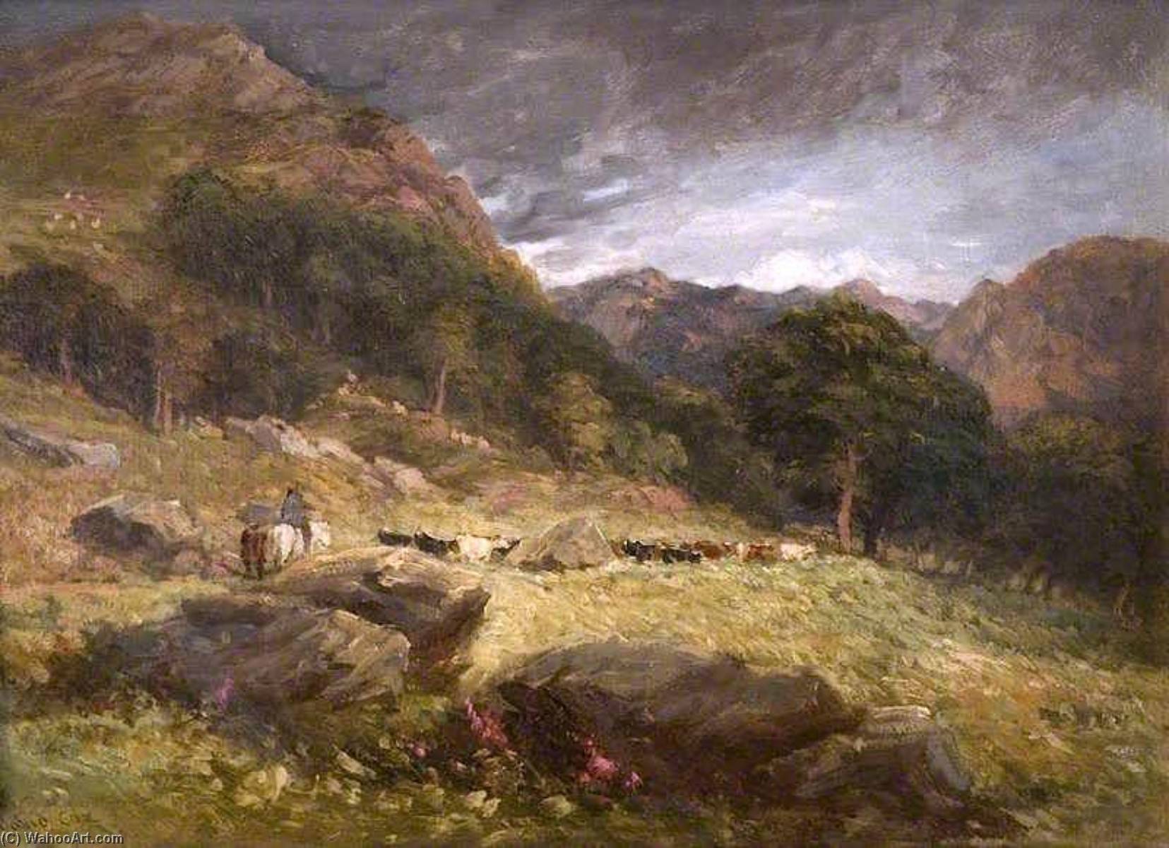 Wikioo.org - The Encyclopedia of Fine Arts - Painting, Artwork by David Cox The Elder - Driving Cattle