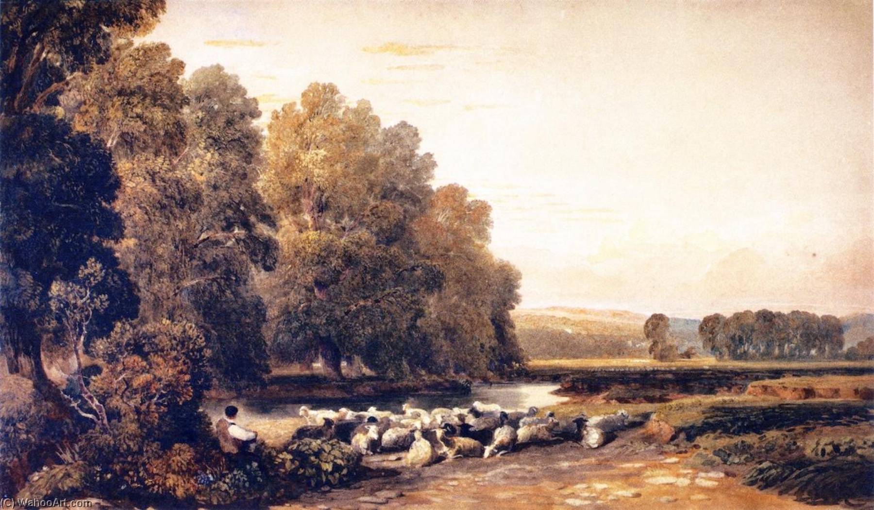 Wikioo.org - The Encyclopedia of Fine Arts - Painting, Artwork by David Cox The Elder - Lugg Meadows, near Hereford