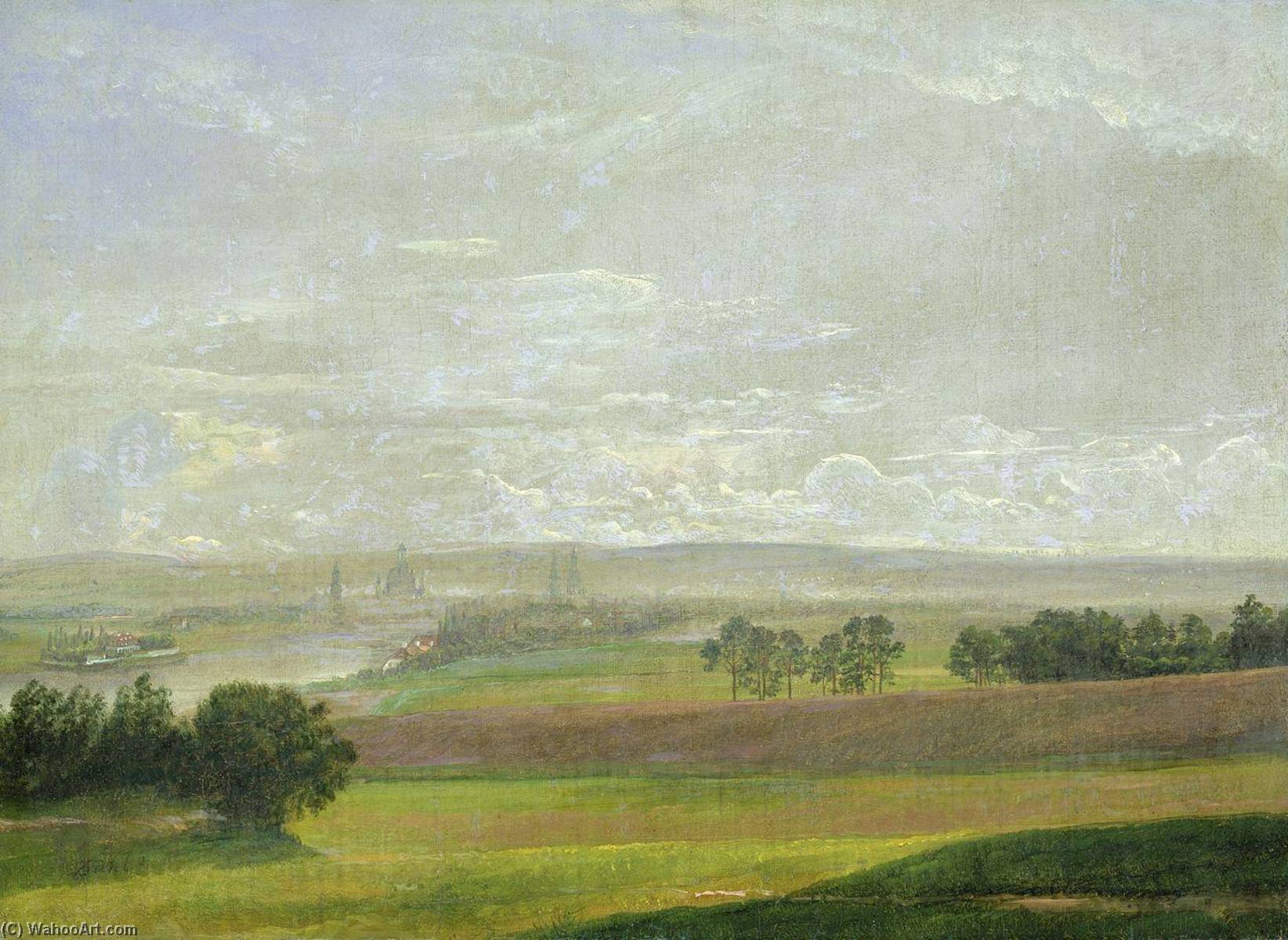 Wikioo.org - The Encyclopedia of Fine Arts - Painting, Artwork by Johan Christian Clausen Dahl - The Elbe Valley near Dresden