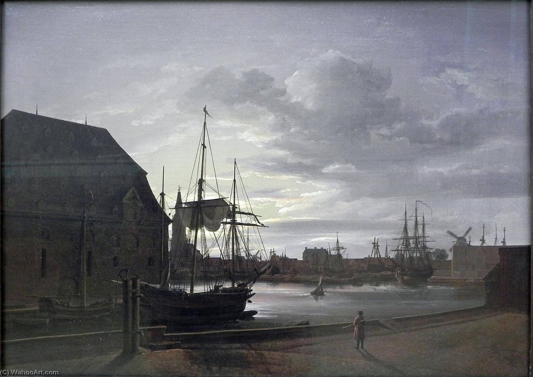 Wikioo.org - The Encyclopedia of Fine Arts - Painting, Artwork by Johan Christian Clausen Dahl - Frederiksholms Canal in Copenhagen with Christian IV's Brewery
