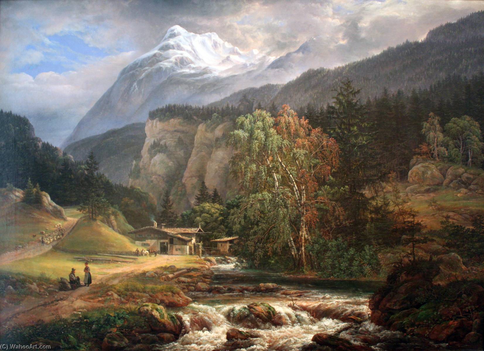 Wikioo.org - The Encyclopedia of Fine Arts - Painting, Artwork by Johan Christian Clausen Dahl - Alpine Landscape