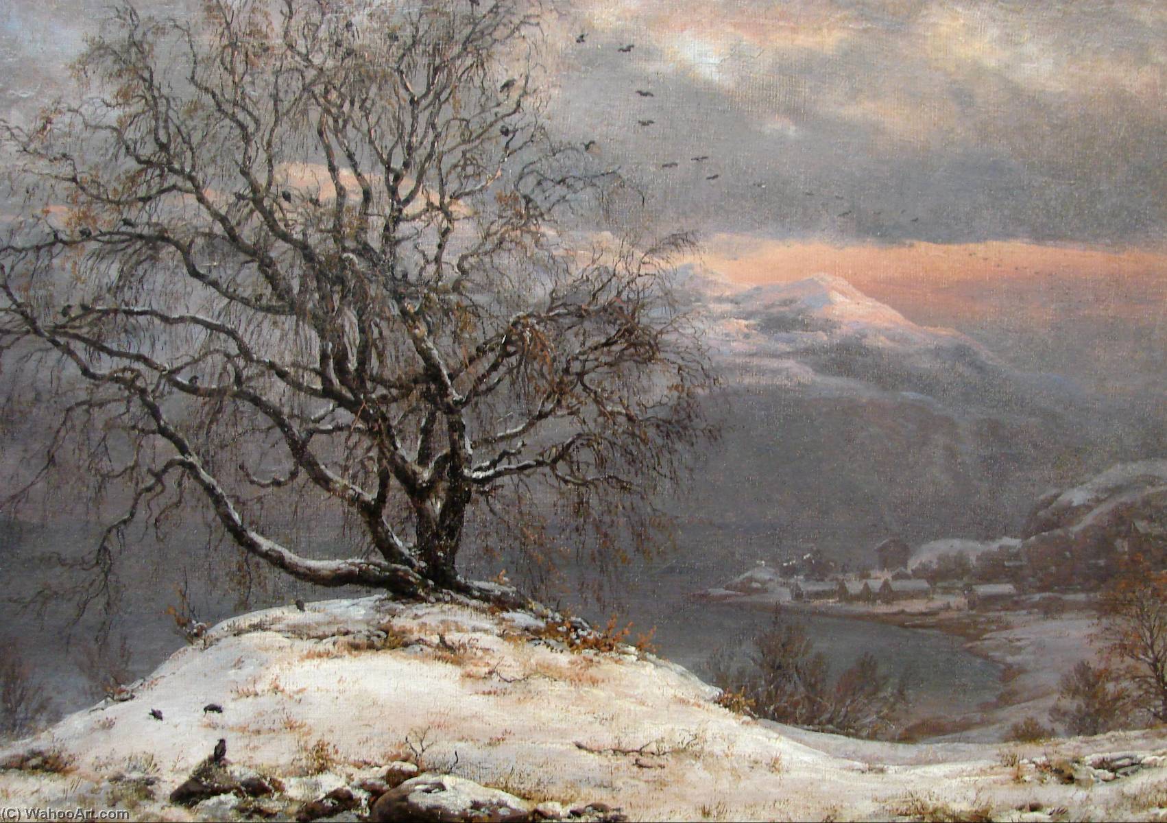 Wikioo.org - The Encyclopedia of Fine Arts - Painting, Artwork by Johan Christian Clausen Dahl - Slindebirken, Vinter