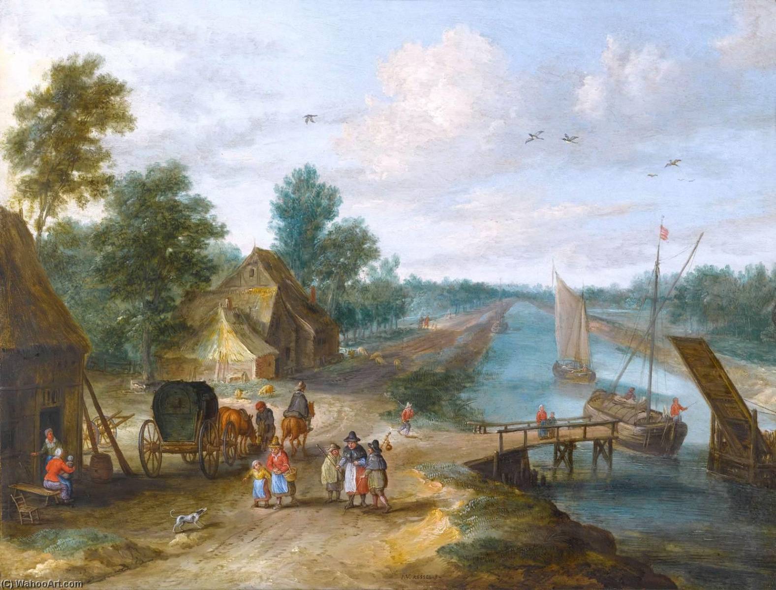 Wikioo.org - The Encyclopedia of Fine Arts - Painting, Artwork by Jan Van Kessel The Elder - River Landscape