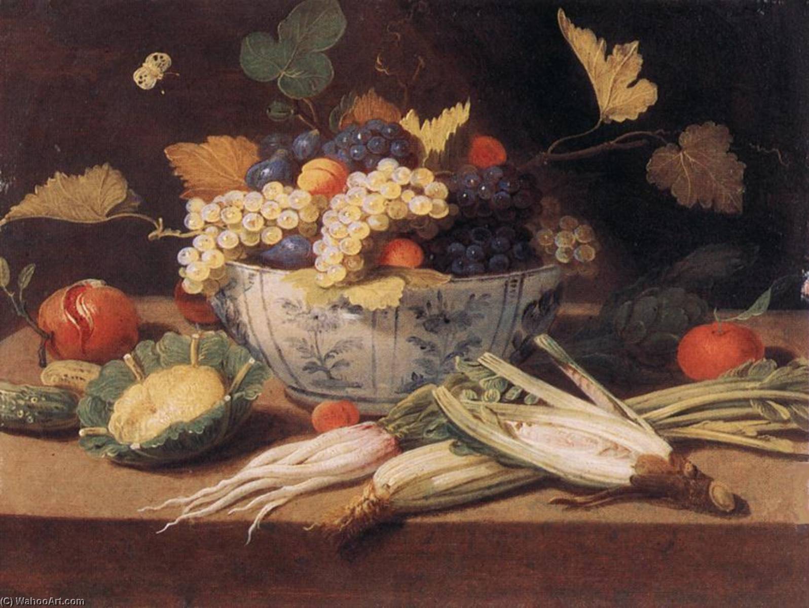 WikiOO.org – 美術百科全書 - 繪畫，作品 Jan Van Kessel The Elder - 静物  与 蔬菜