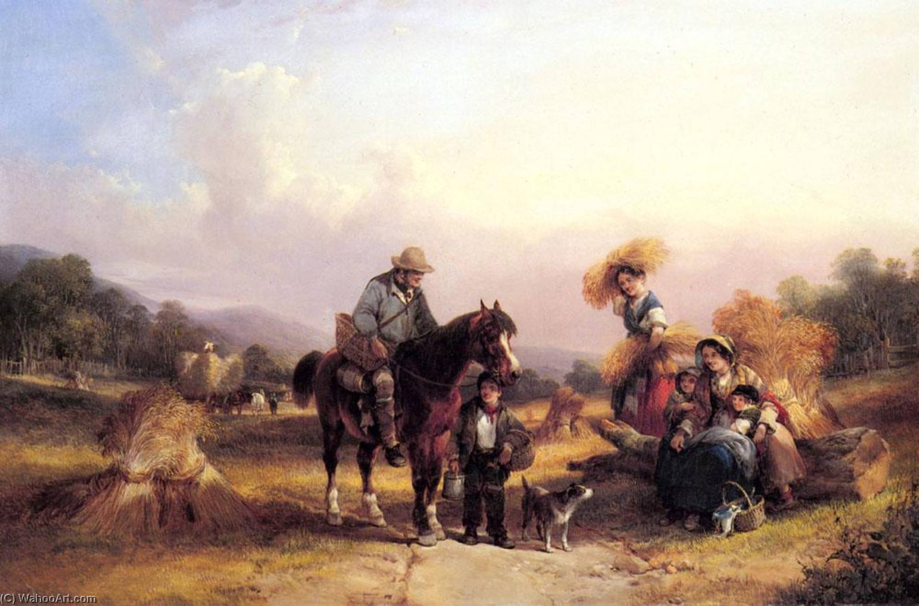 Wikioo.org - The Encyclopedia of Fine Arts - Painting, Artwork by William Shayer Senior - Harvesters Resting