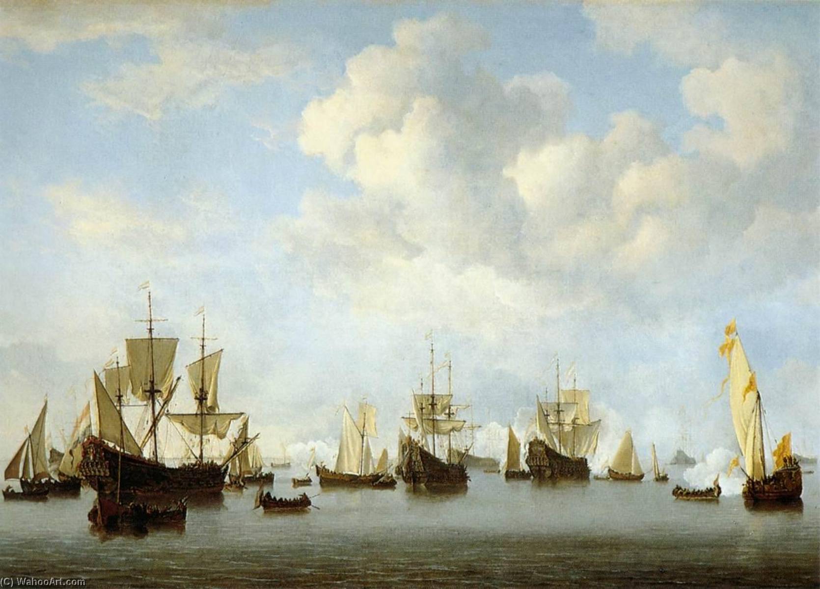 WikiOO.org – 美術百科全書 - 繪畫，作品 Willem Van De Velde The Younger - 荷兰人 舰队  在 Goeree 海峡 ( 几内亚 )