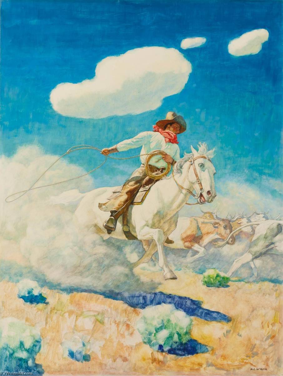 Wikioo.org - The Encyclopedia of Fine Arts - Painting, Artwork by Nc Wyeth - The Cowboy's Life
