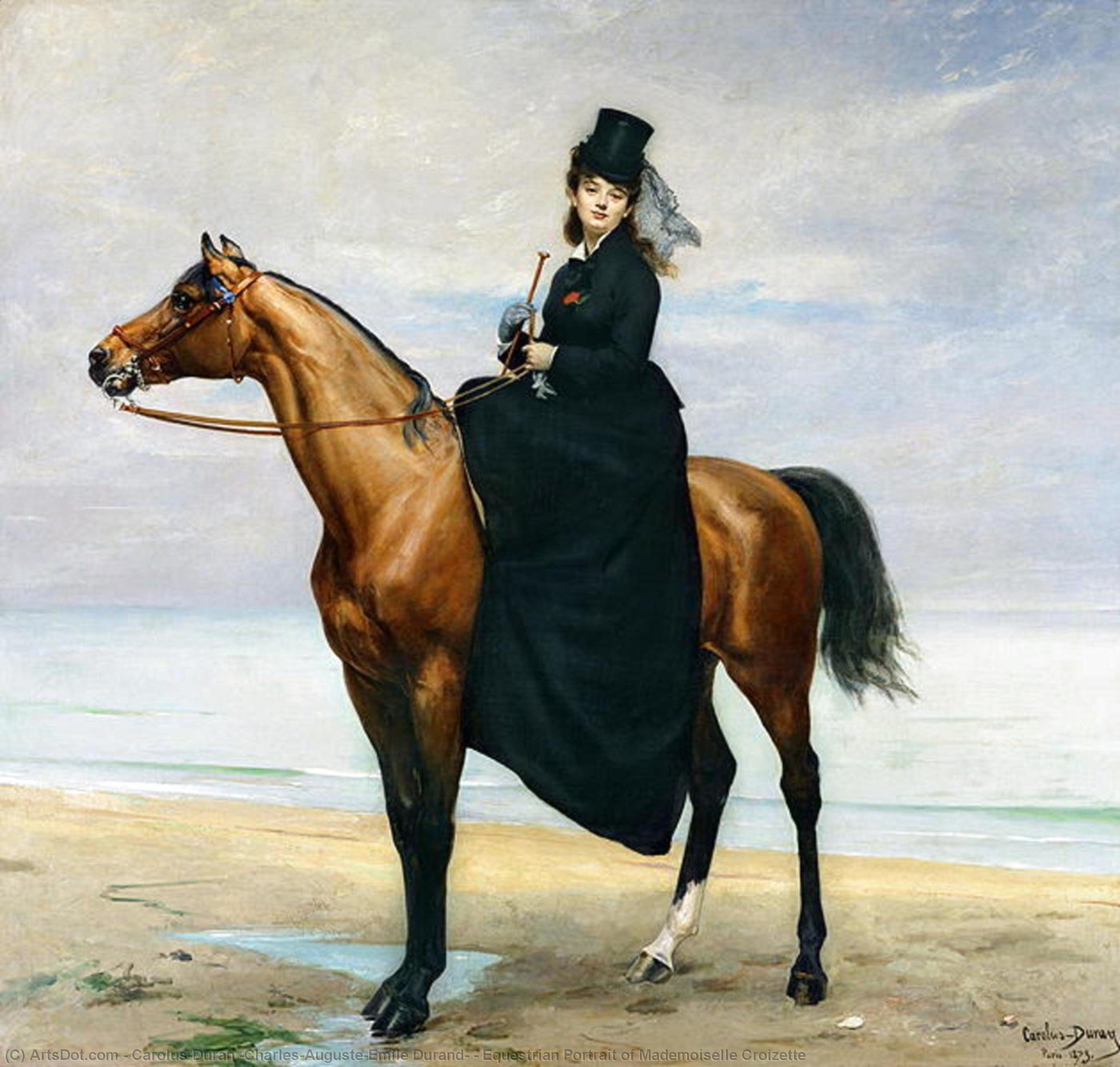 Wikioo.org - The Encyclopedia of Fine Arts - Painting, Artwork by Carolus-Duran (Charles-Auguste-Emile Durand) - Equestrian Portrait of Mademoiselle Croizette