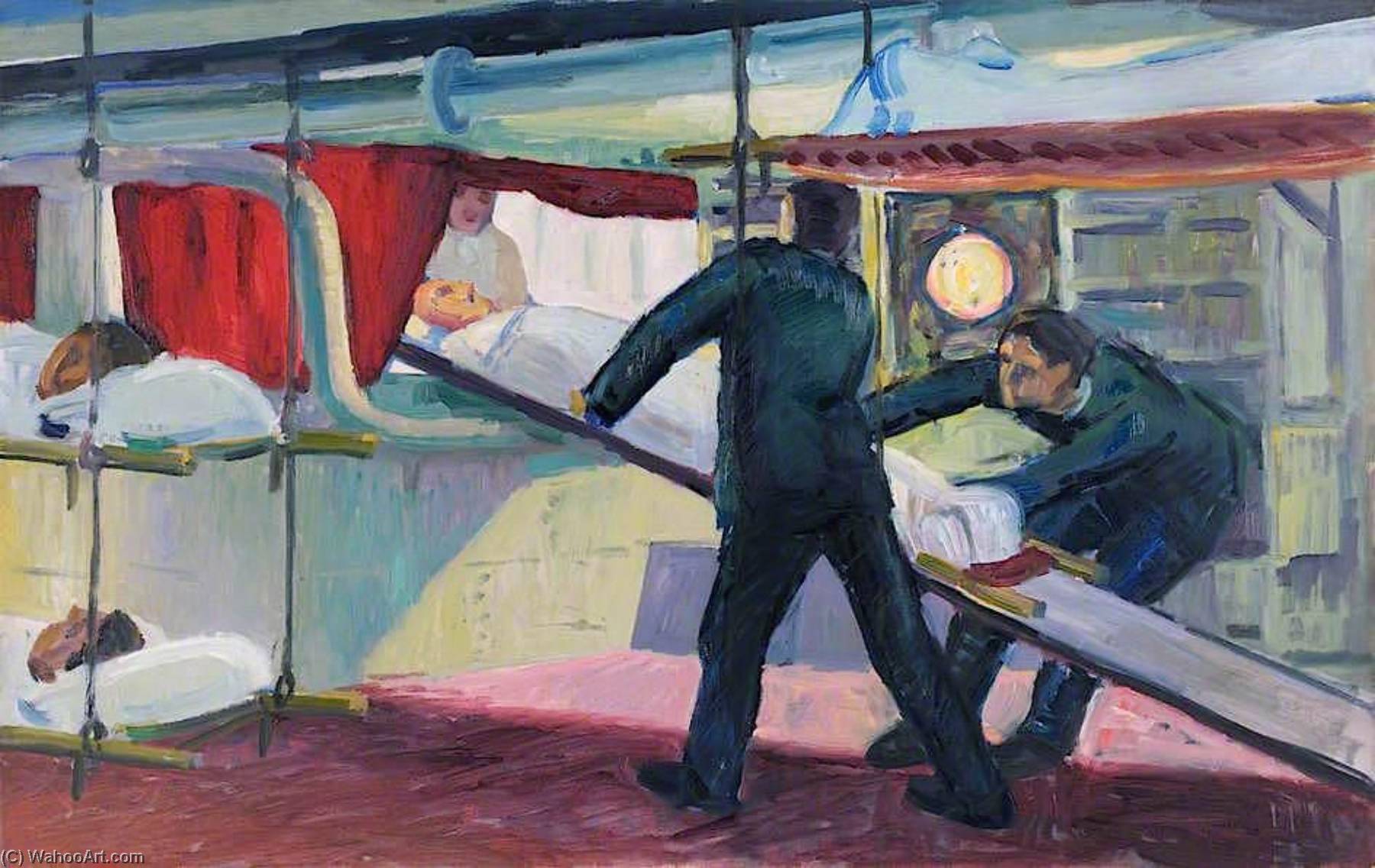 Wikioo.org - The Encyclopedia of Fine Arts - Painting, Artwork by Jan Godfrey Jervis Gordon - First World War Improvised Accommodation for the Wounded in a Man of War