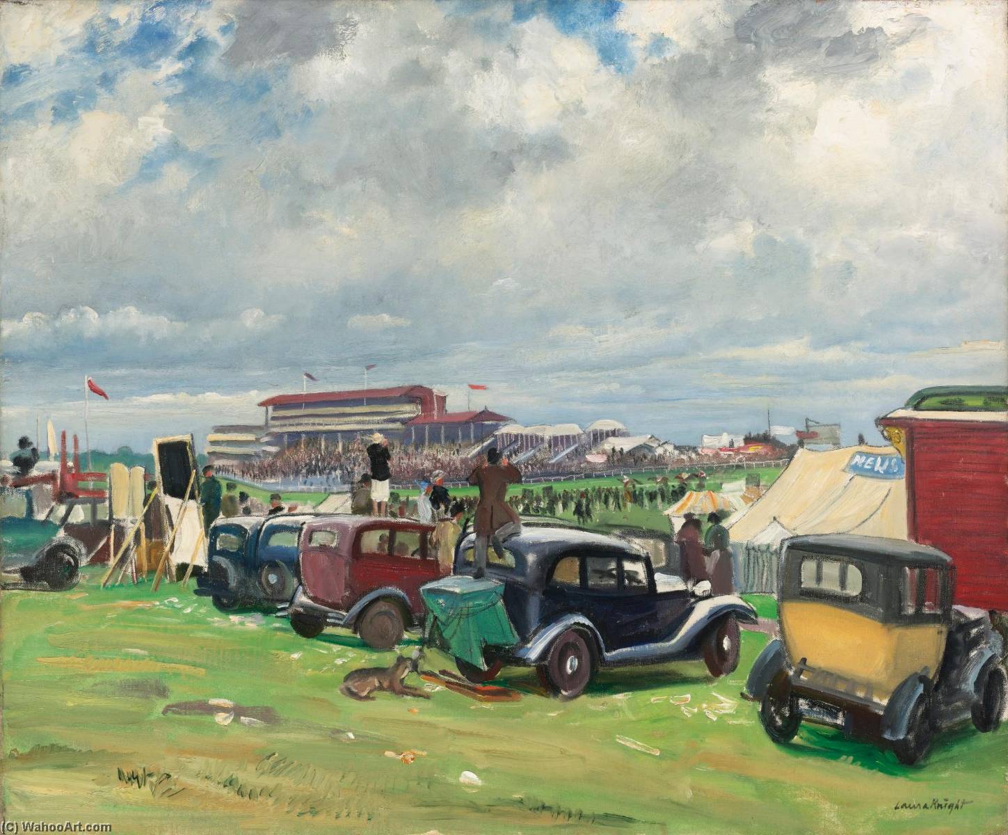 Wikioo.org - The Encyclopedia of Fine Arts - Painting, Artwork by Dame Laura Knight - A Dull Day at Epsom