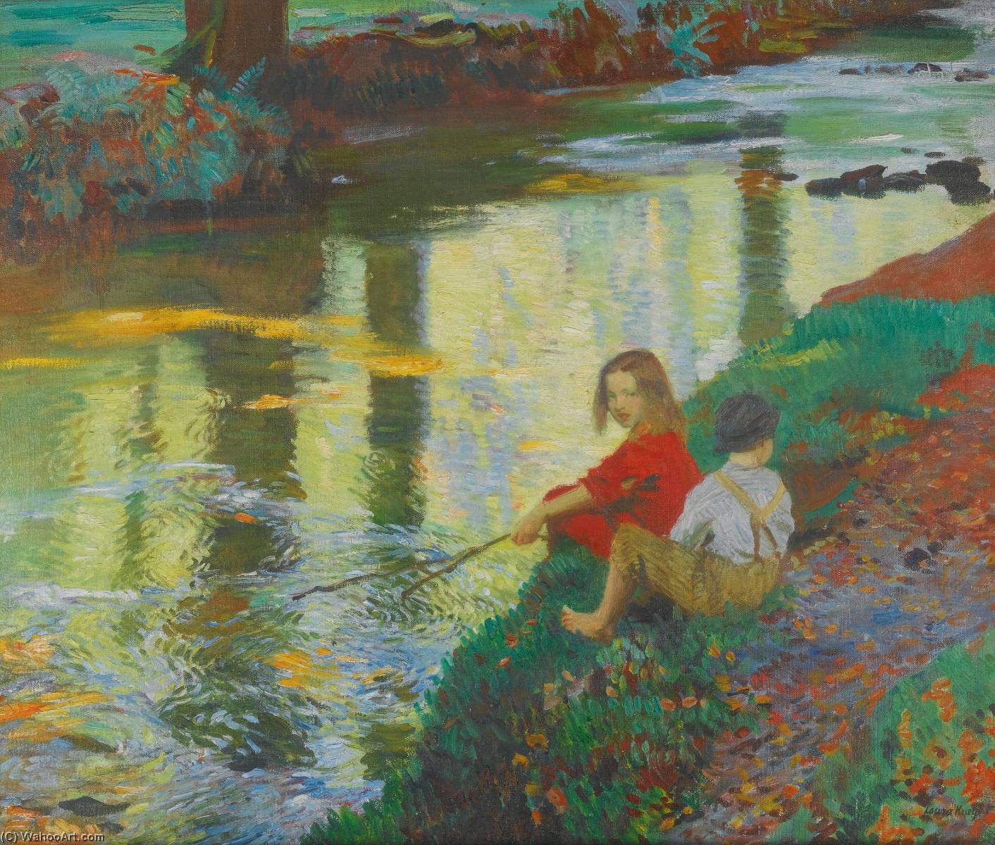 Wikioo.org - The Encyclopedia of Fine Arts - Painting, Artwork by Dame Laura Knight - The Young Anglers