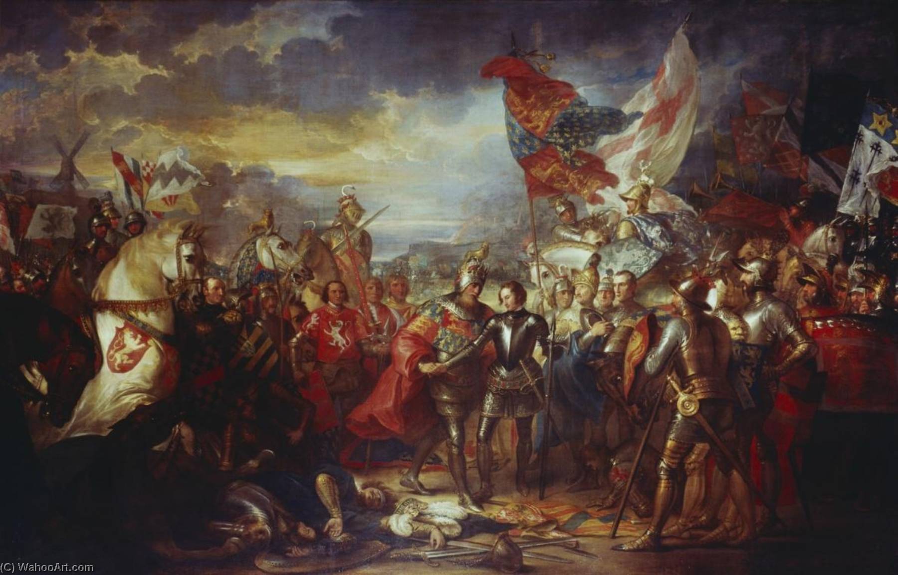 Wikioo.org - The Encyclopedia of Fine Arts - Painting, Artwork by Benjamin West - Edward III with the Black Prince after the Battle of Crecy