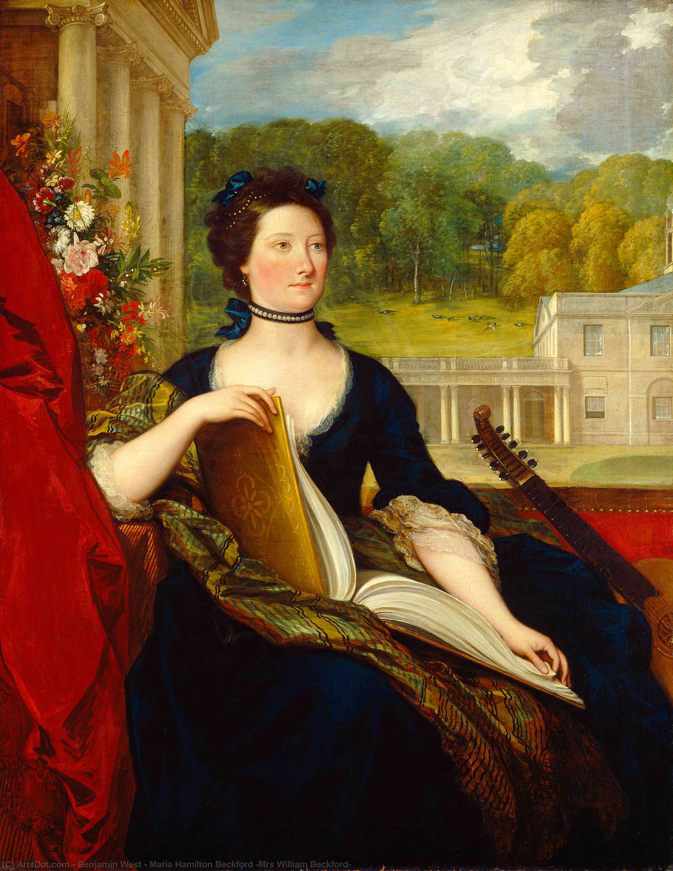 Wikioo.org - The Encyclopedia of Fine Arts - Painting, Artwork by Benjamin West - Maria Hamilton Beckford (Mrs William Beckford)