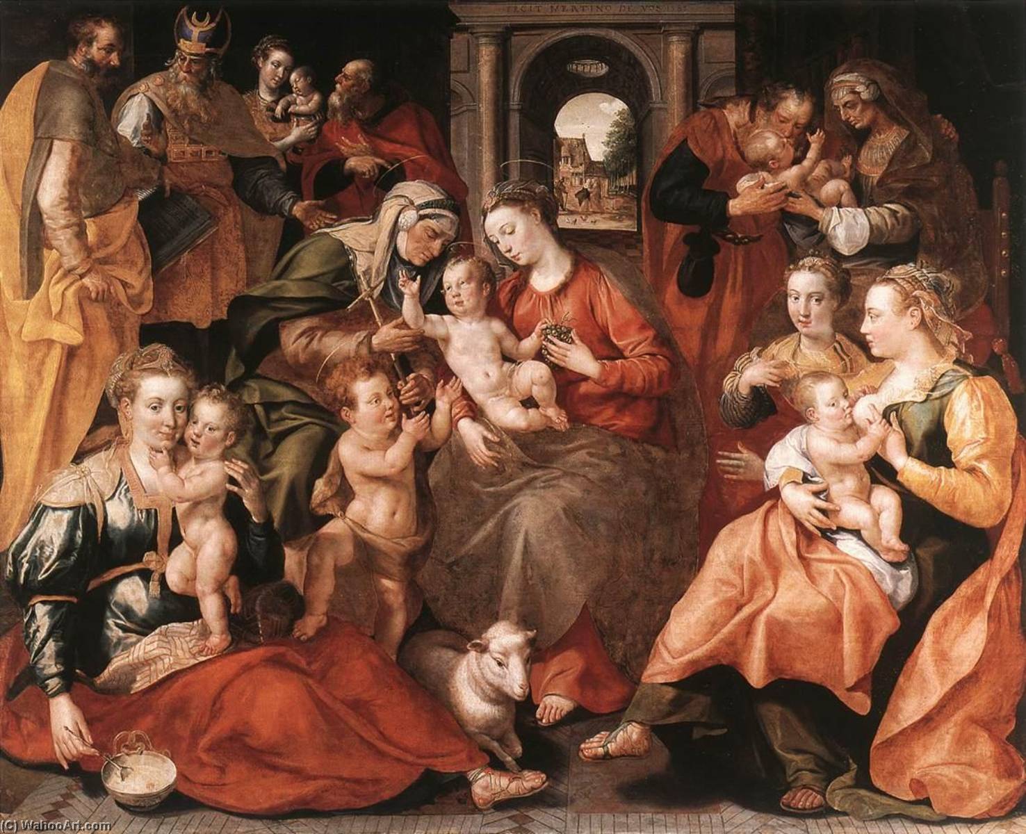 Wikioo.org – La Enciclopedia de las Bellas Artes - Pintura, Obras de arte de Maarten De Vos - la familia todaclasede  santa  Ana