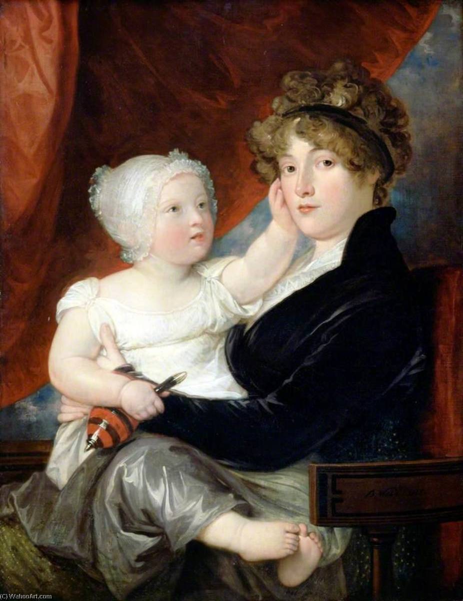 WikiOO.org – 美術百科全書 - 繪畫，作品 Benjamin West - 太太 本杰明 西 二 与她 儿子 , 本杰明 西 ㈢