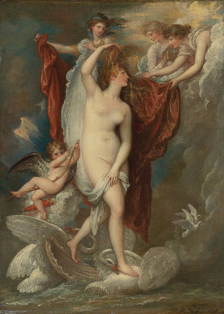 Wikioo.org – L'Enciclopedia delle Belle Arti - Pittura, Opere di Benjamin West - Venere a lei Nascita Abbigliato del tre grazie