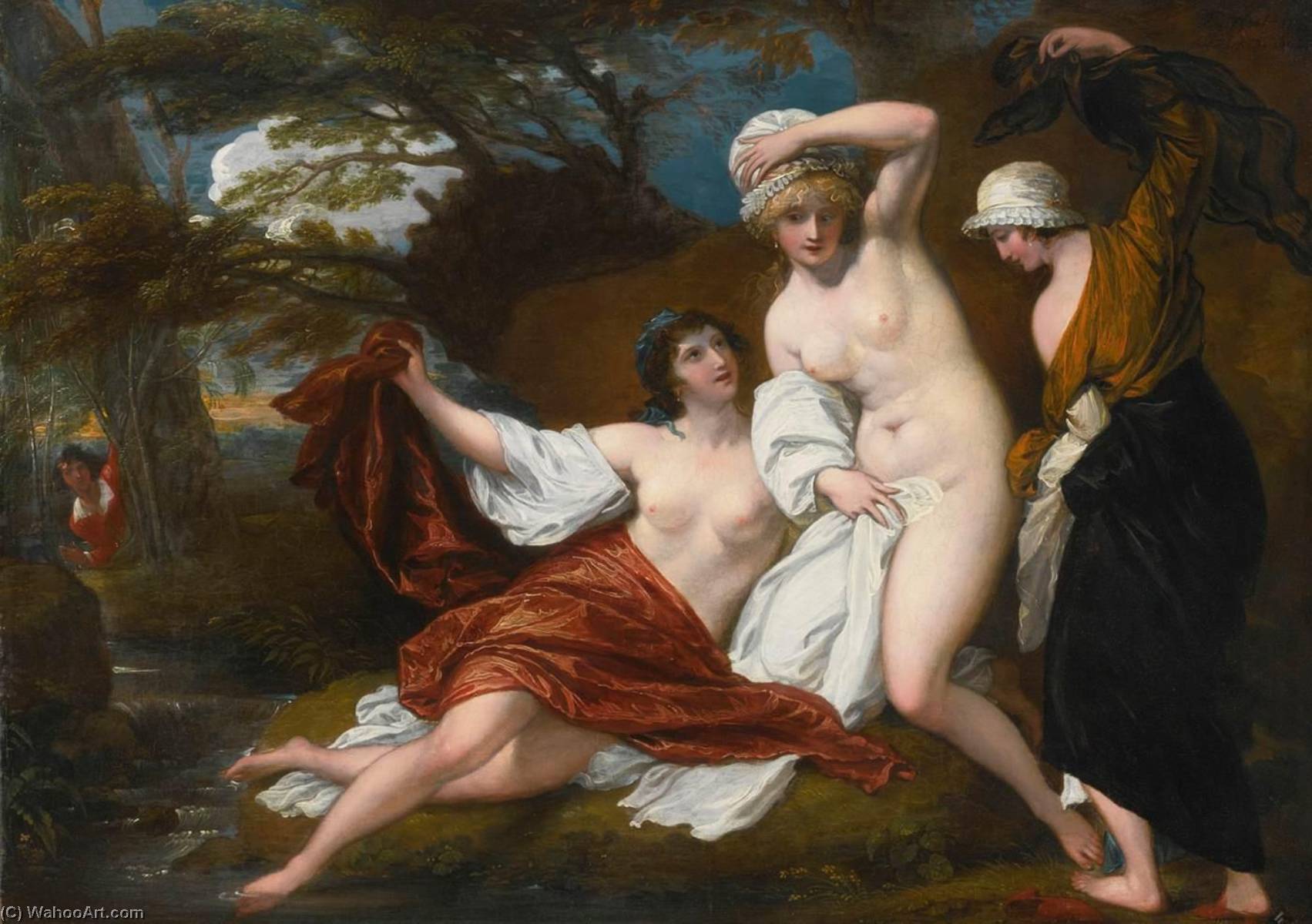 Wikioo.org - The Encyclopedia of Fine Arts - Painting, Artwork by Benjamin West - Musidora and her Two Companions
