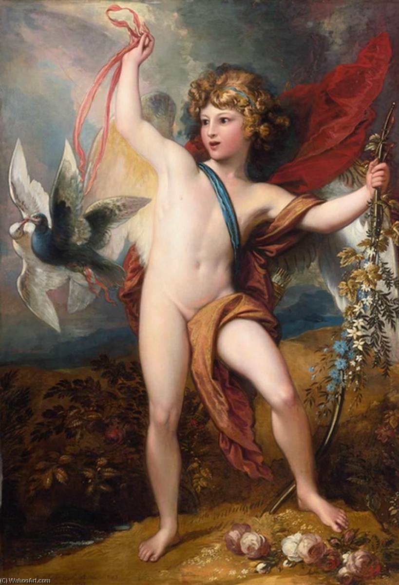 Wikioo.org - The Encyclopedia of Fine Arts - Painting, Artwork by Benjamin West - Cupid Releasing Two Doves