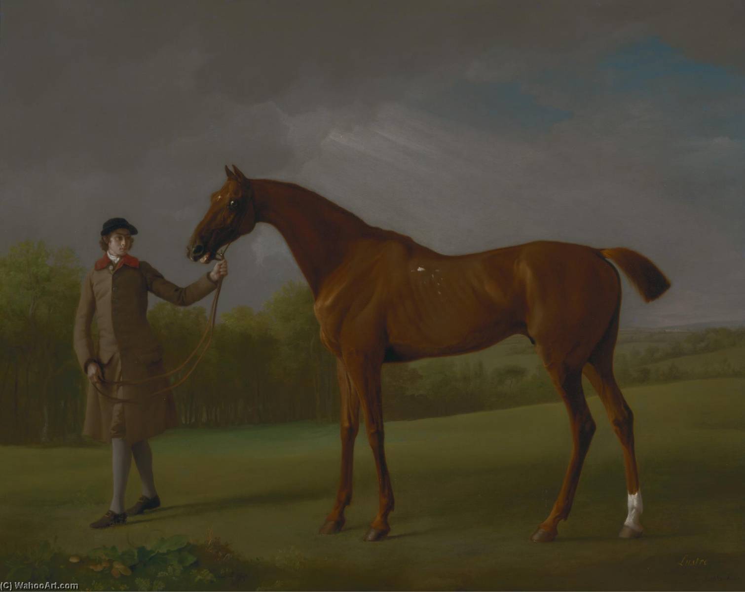 Wikioo.org - The Encyclopedia of Fine Arts - Painting, Artwork by George Stubbs - 'Lustre' Held by a Groom