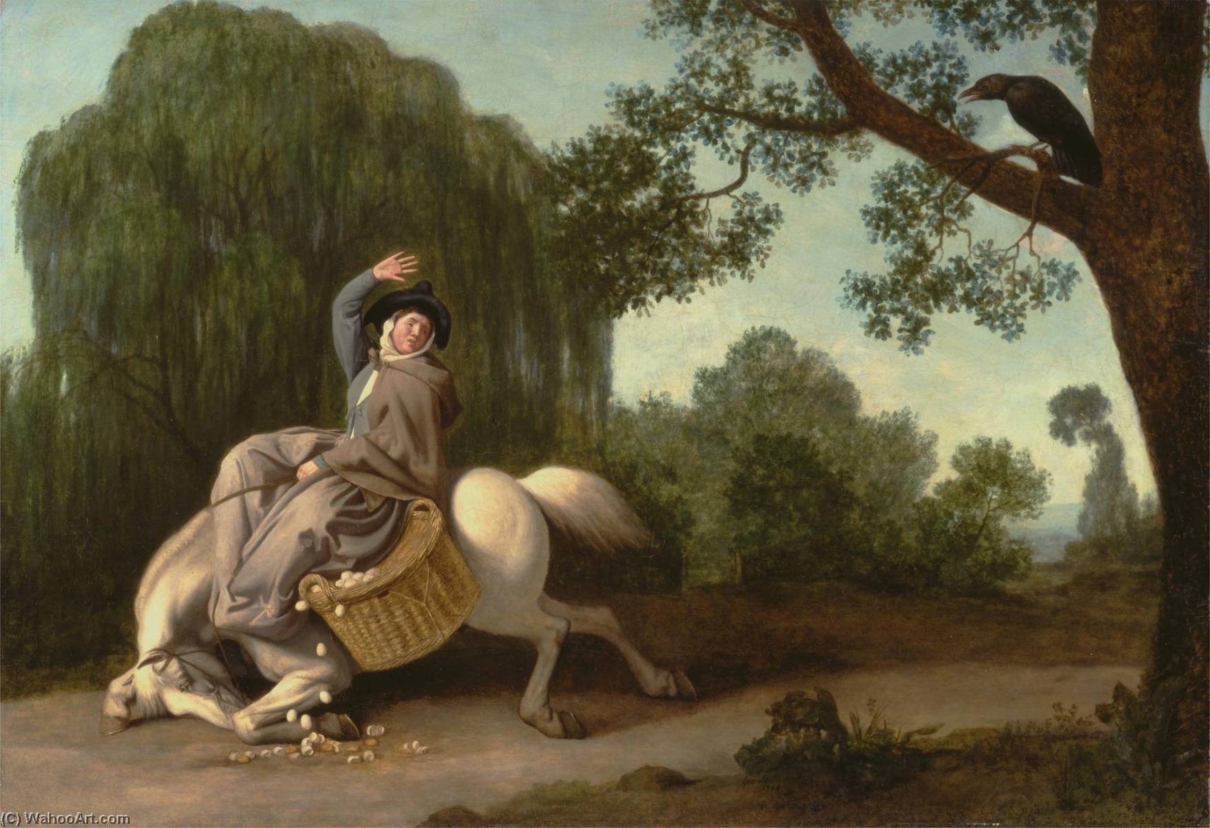Wikioo.org - The Encyclopedia of Fine Arts - Painting, Artwork by George Stubbs - The Farmer's Wife and the Raven, from John Gay's 'Fables'