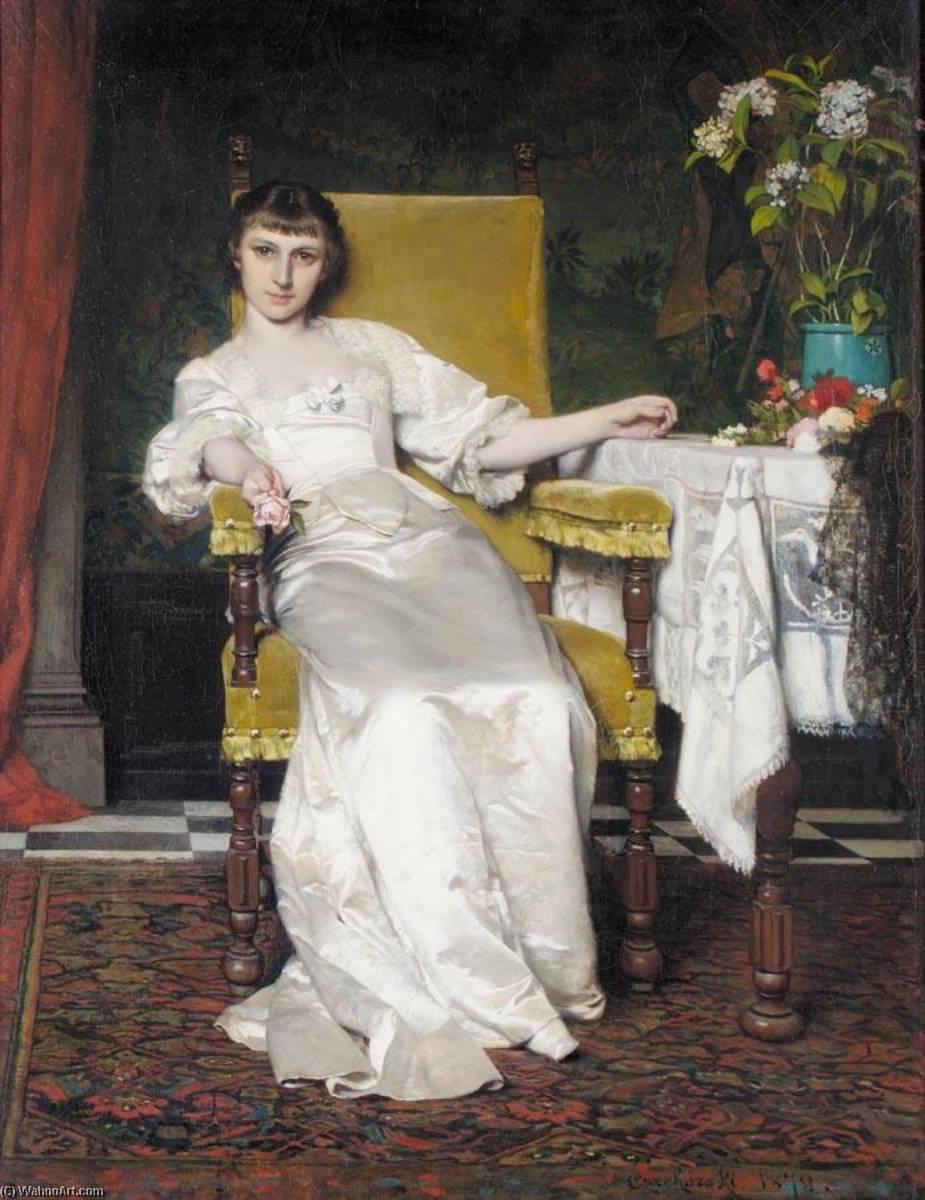 Wikioo.org - The Encyclopedia of Fine Arts - Painting, Artwork by Wladyslaw Czachórski - Lady with a Rose