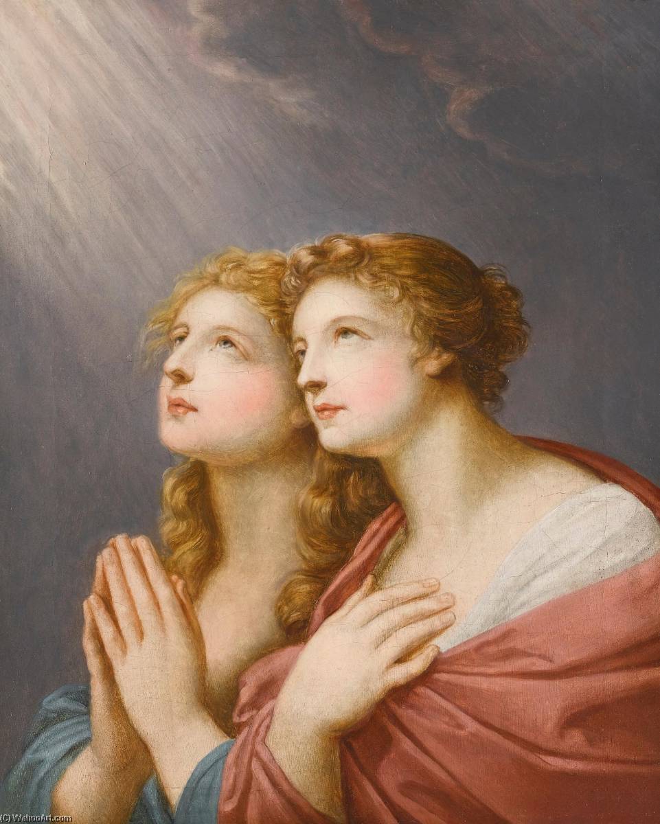 Wikioo.org – La Enciclopedia de las Bellas Artes - Pintura, Obras de arte de Friedrich Heinrich Füger - estudiar para dos  femenino  cifras  rezando
