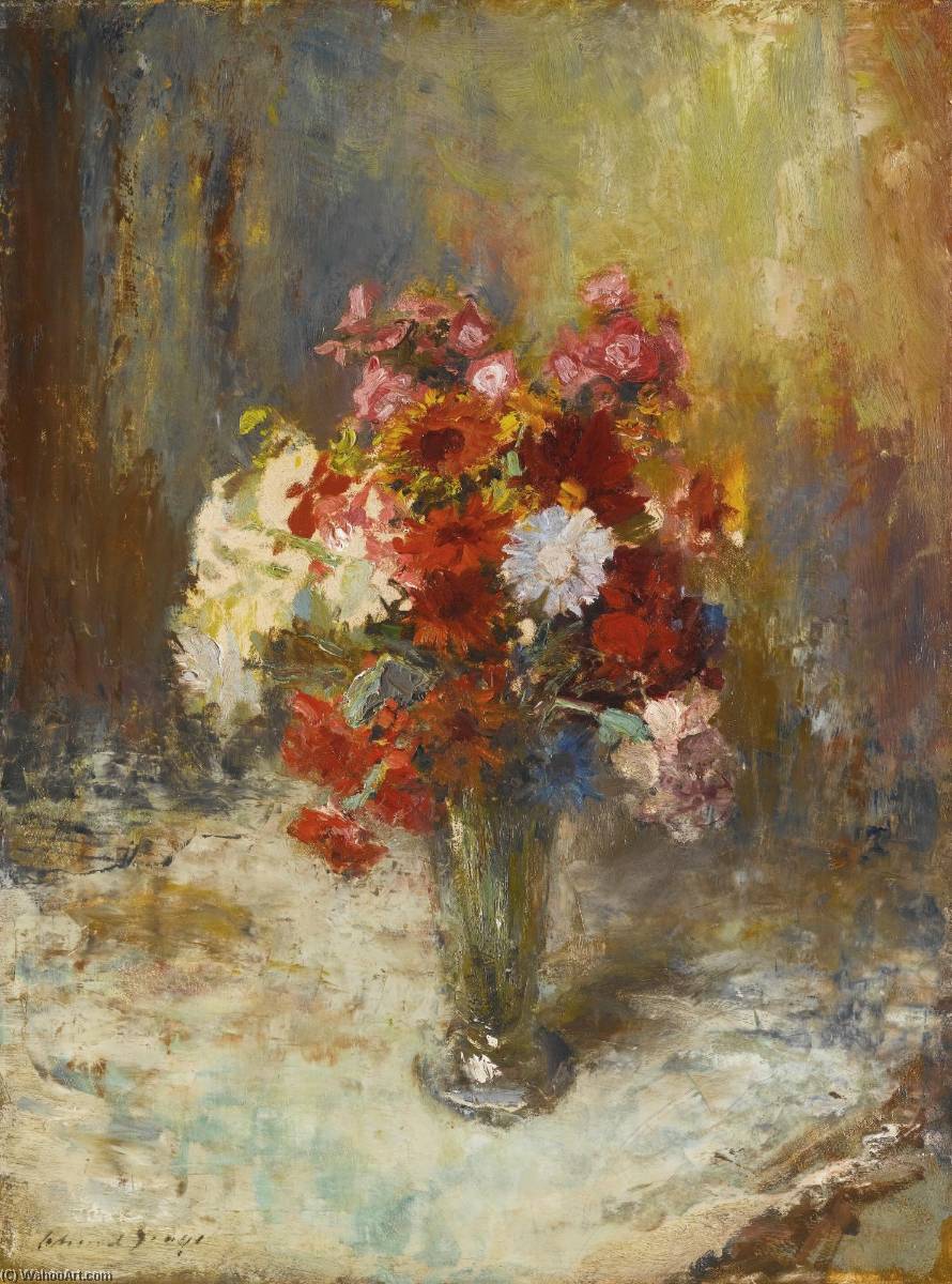 Wikioo.org - The Encyclopedia of Fine Arts - Painting, Artwork by Edward Seago - Flowers in a Glass Vase