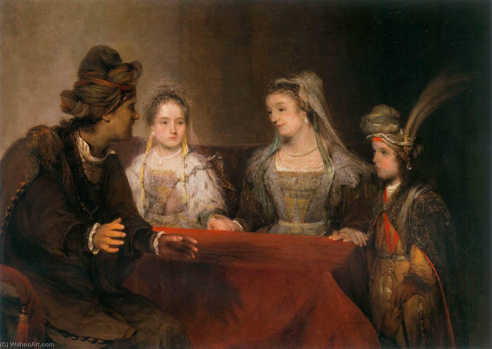 Wikioo.org - The Encyclopedia of Fine Arts - Painting, Artwork by Aert De Gelder - Tobias in the House of Edna and Raguel
