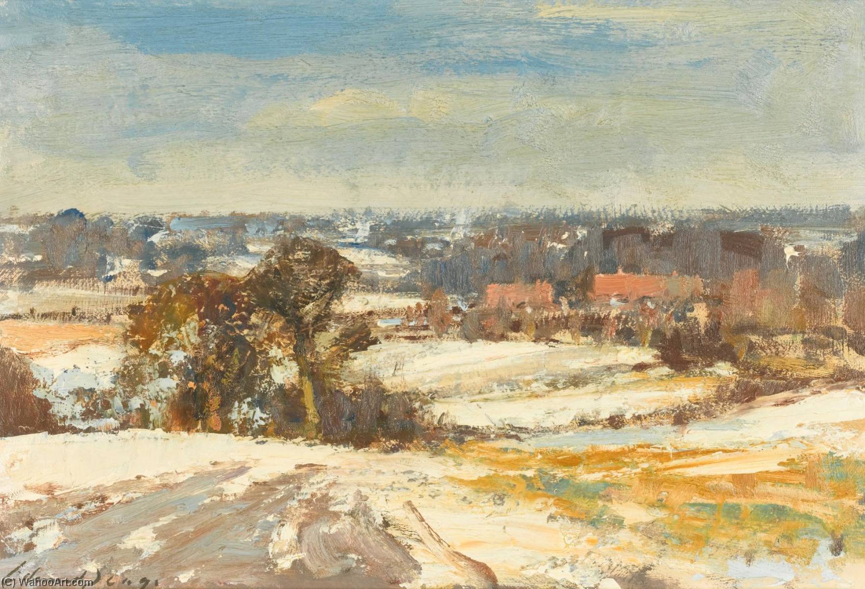 Wikioo.org - The Encyclopedia of Fine Arts - Painting, Artwork by Edward Seago - Melting Snow, Norfolk