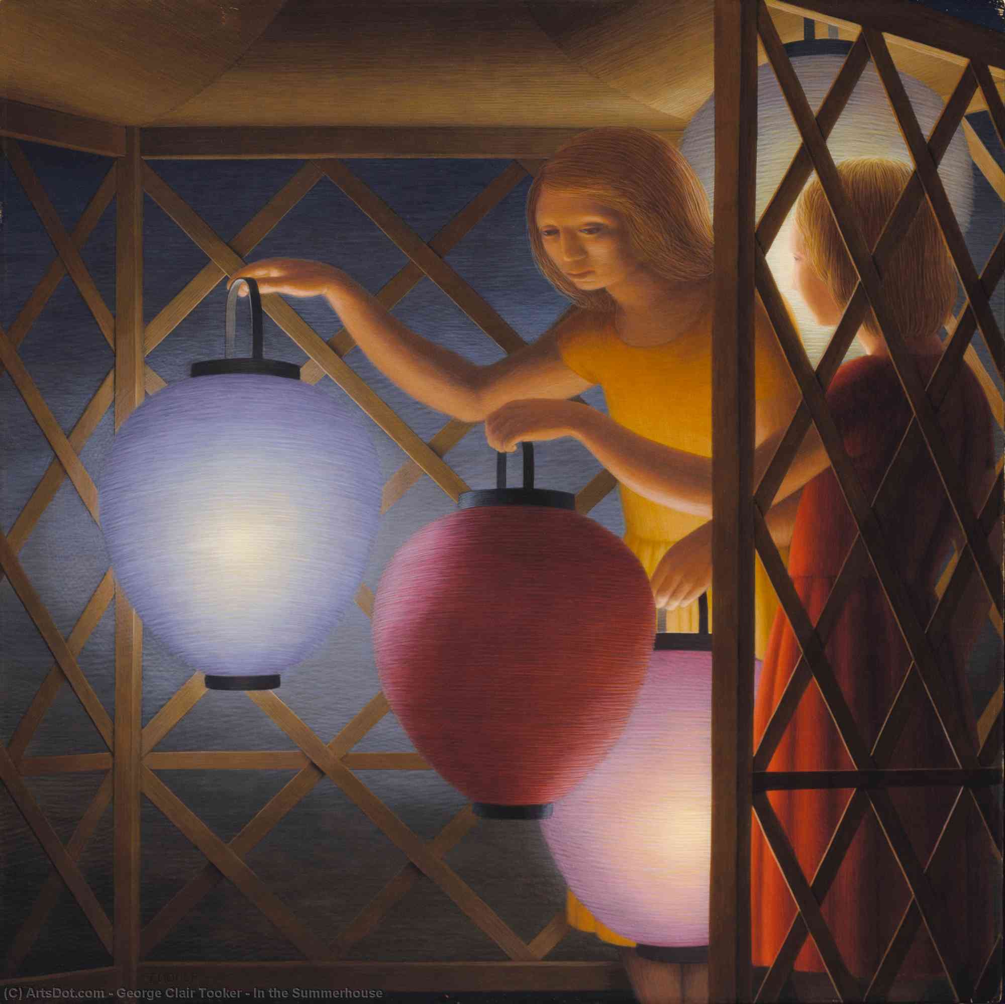 Wikioo.org - The Encyclopedia of Fine Arts - Painting, Artwork by George Clair Tooker - In the Summerhouse