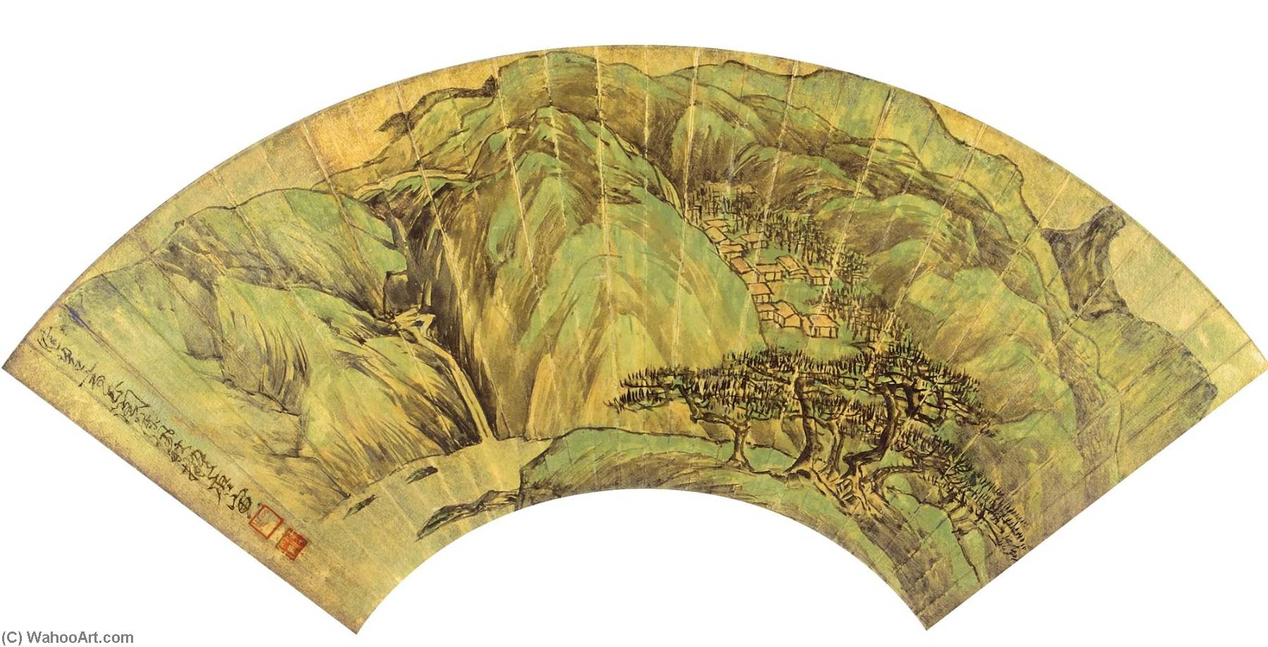 WikiOO.org - Encyclopedia of Fine Arts - Lukisan, Artwork Chen Peiqiu - Landscape after Tangyin Calligraphy in Xingshu