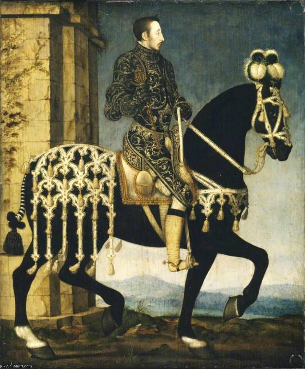 WikiOO.org – 美術百科全書 - 繪畫，作品 François Clouet - 亨利 二  的  法国  对  马背上