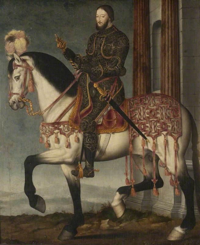 Wikioo.org - The Encyclopedia of Fine Arts - Painting, Artwork by François Clouet - Francois I of France on Horseback