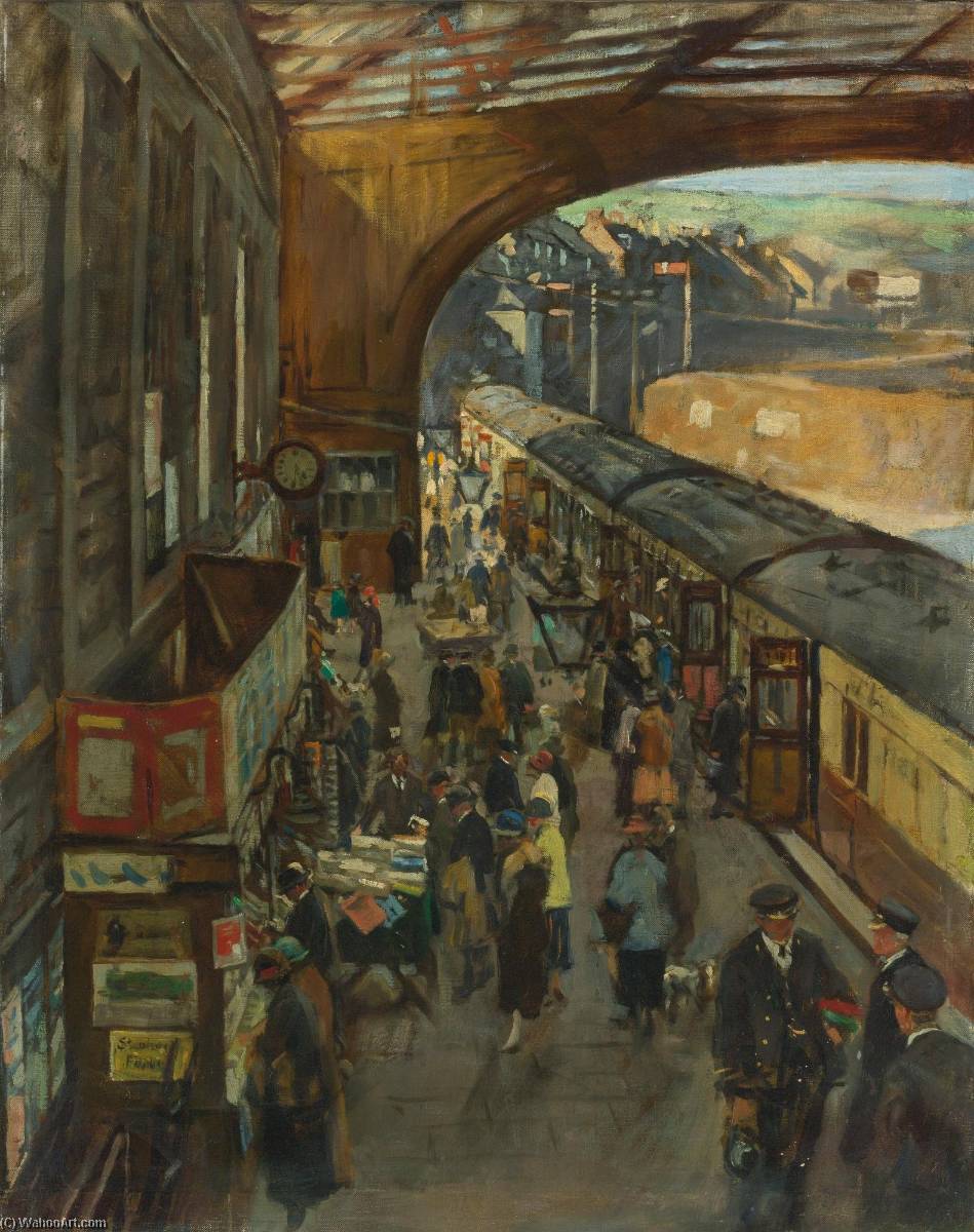Wikioo.org - The Encyclopedia of Fine Arts - Painting, Artwork by Stanhope Alexander Forbes - The Terminus, Penzance Station