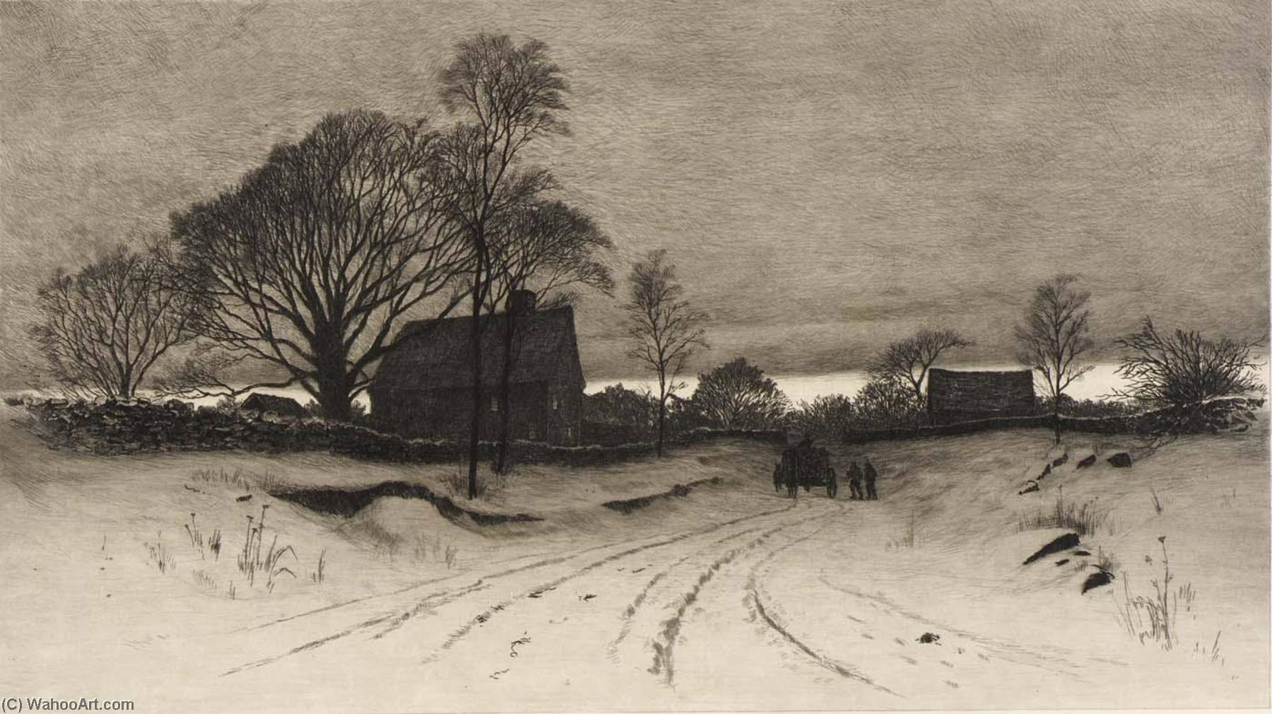 Wikioo.org - The Encyclopedia of Fine Arts - Painting, Artwork by Charles Frederick William Mielatz - (Rural Winter Scene)