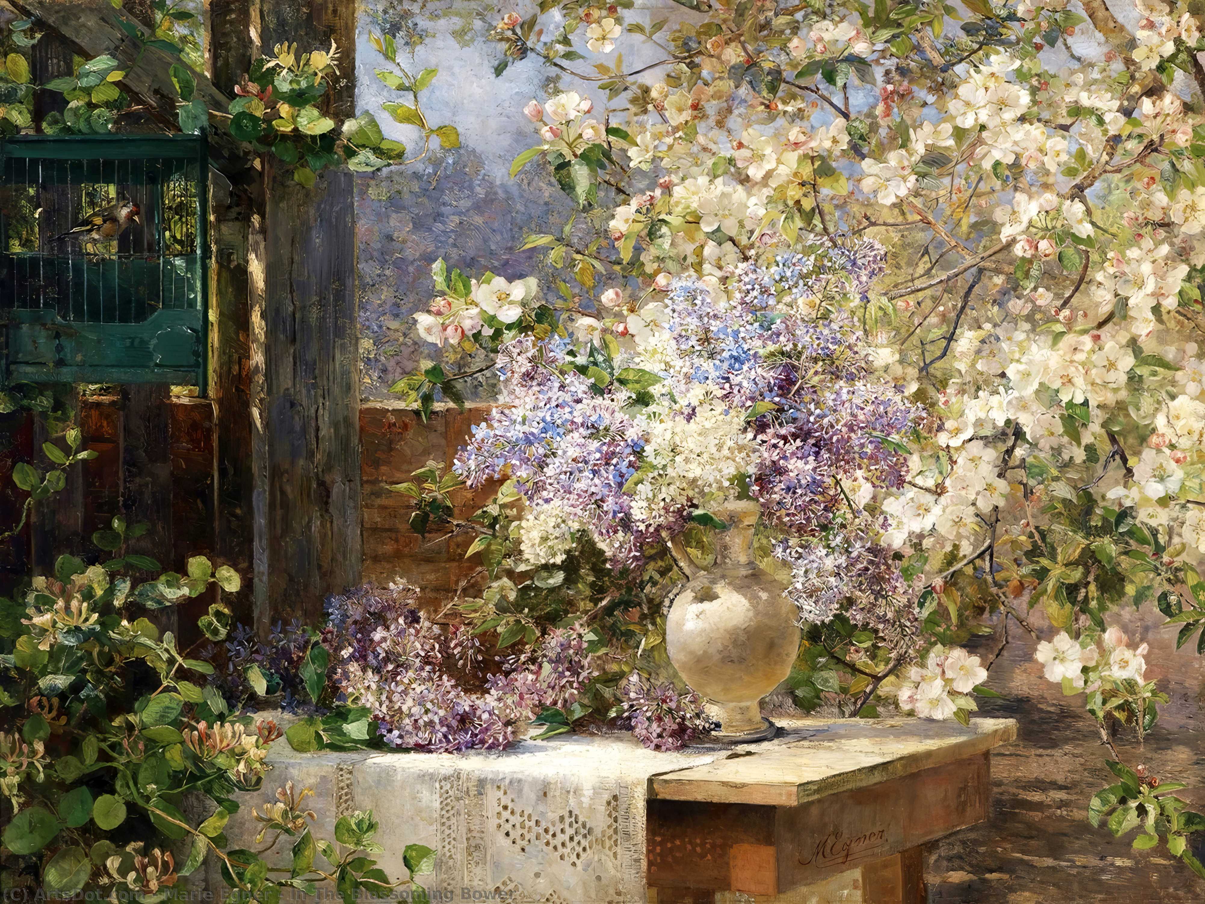 Wikioo.org - The Encyclopedia of Fine Arts - Painting, Artwork by Marie Egner - In The Blossoming Bower