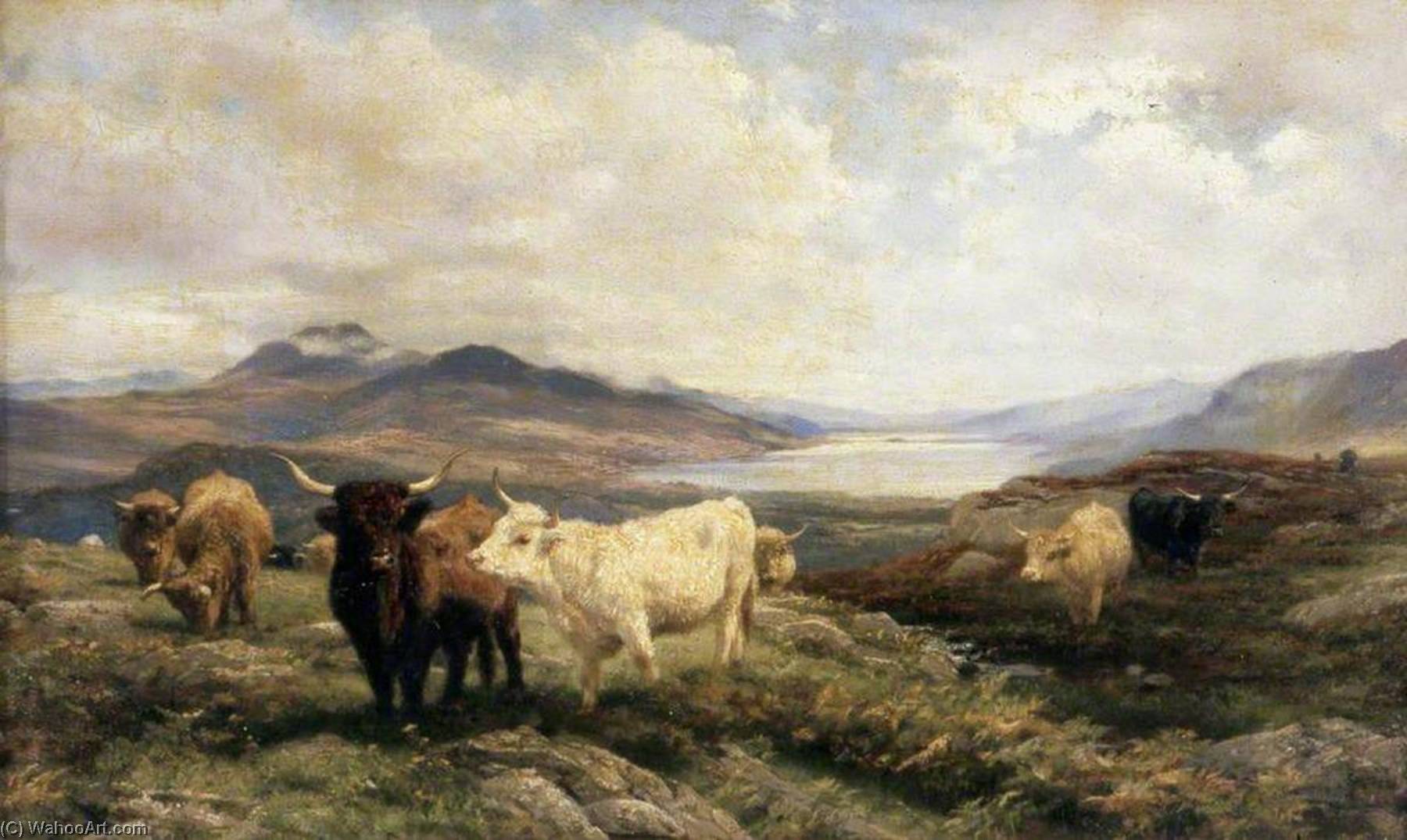 Wikioo.org - The Encyclopedia of Fine Arts - Painting, Artwork by Henry William Banks Davis - Landscape with Cattle, Morning